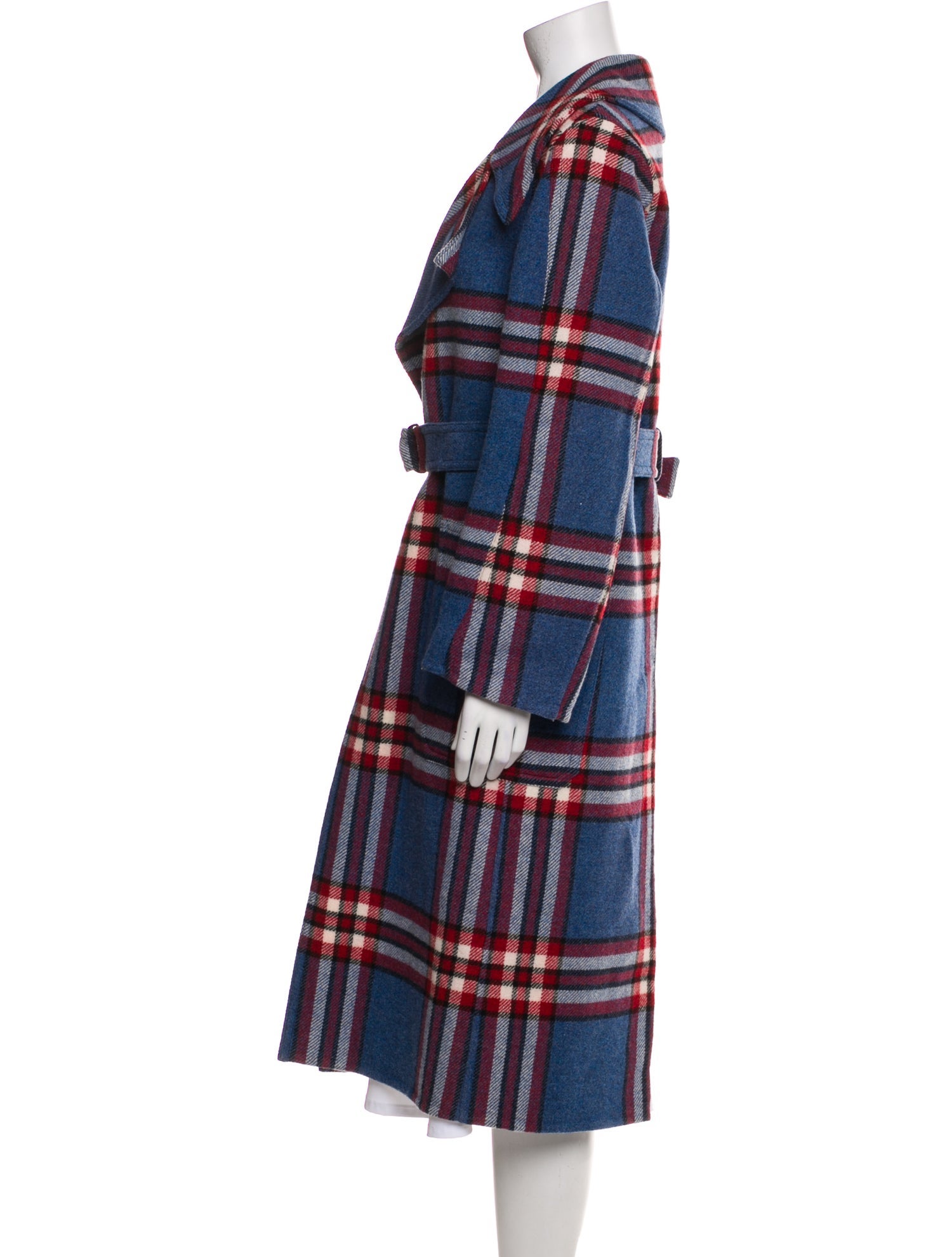 Joseph Wool Plaid Print Trench Coat