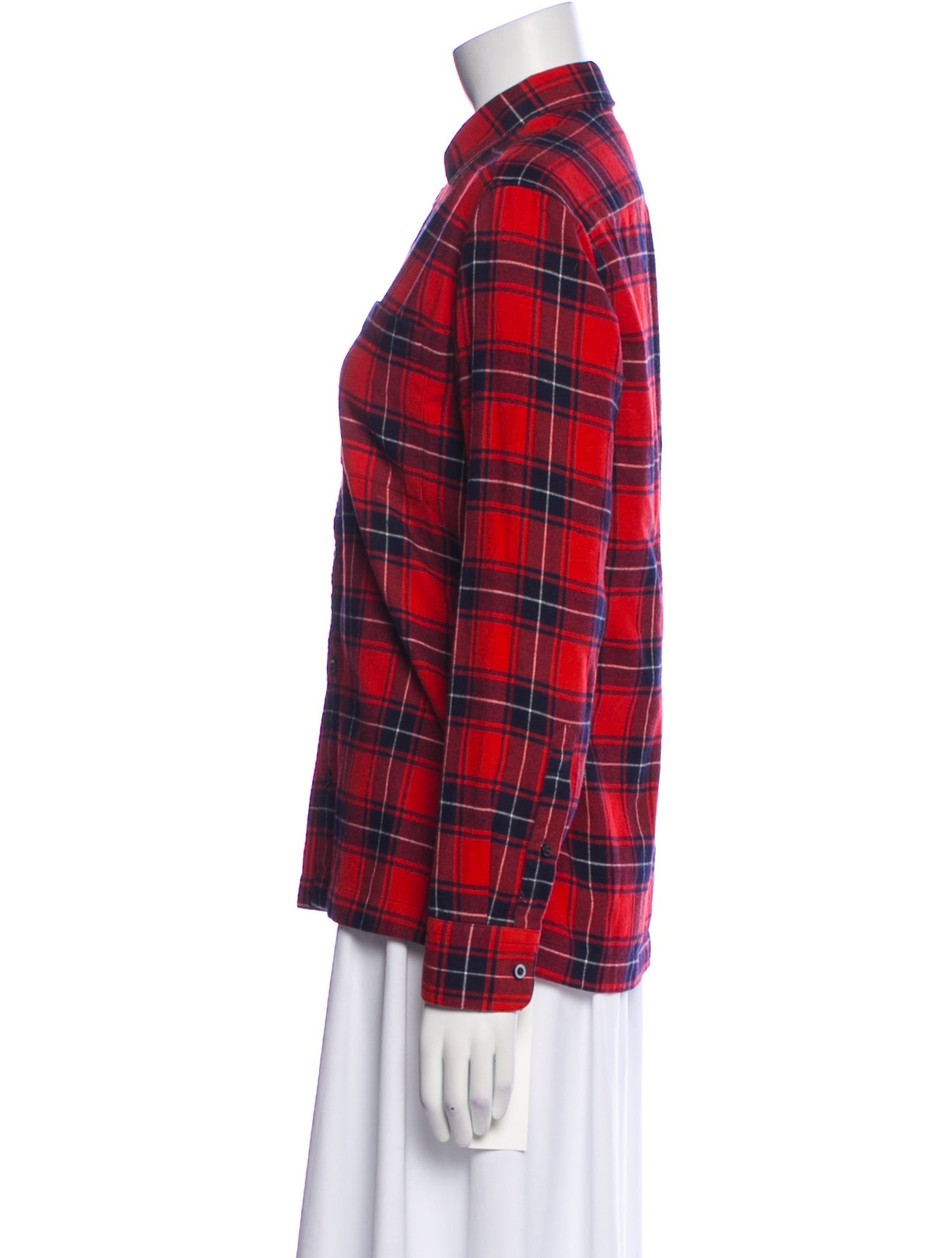 Joseph Plaid Print Long Sleeve Button-Up Top