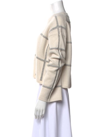 Joseph Merino Wool Plaid Print Sweater