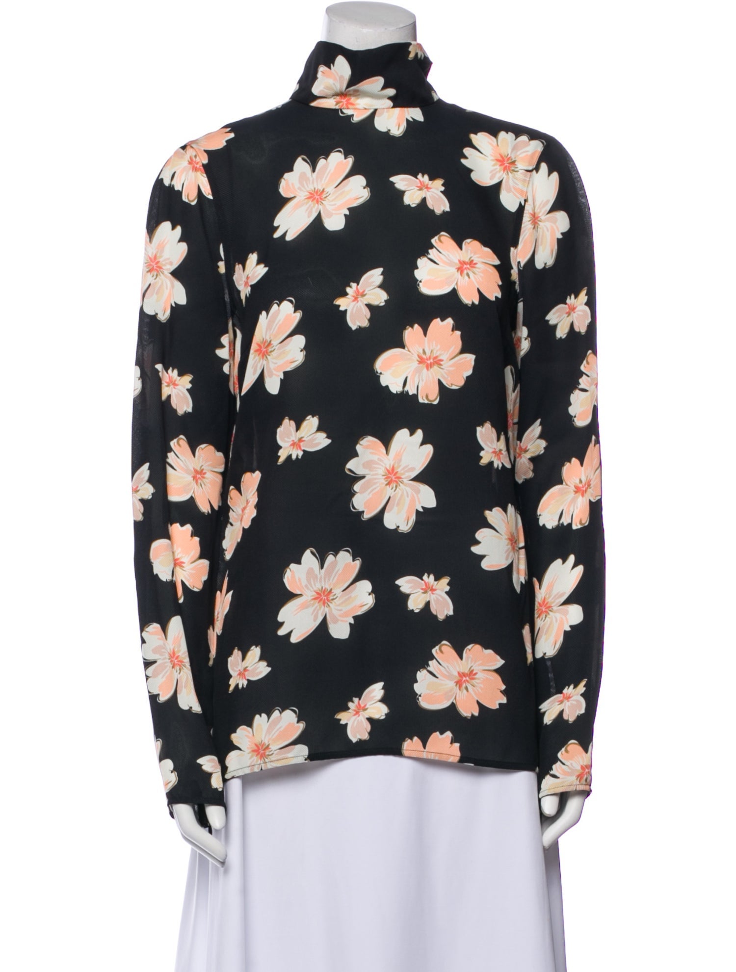 Joseph Floral Print Mock Neck Blouse