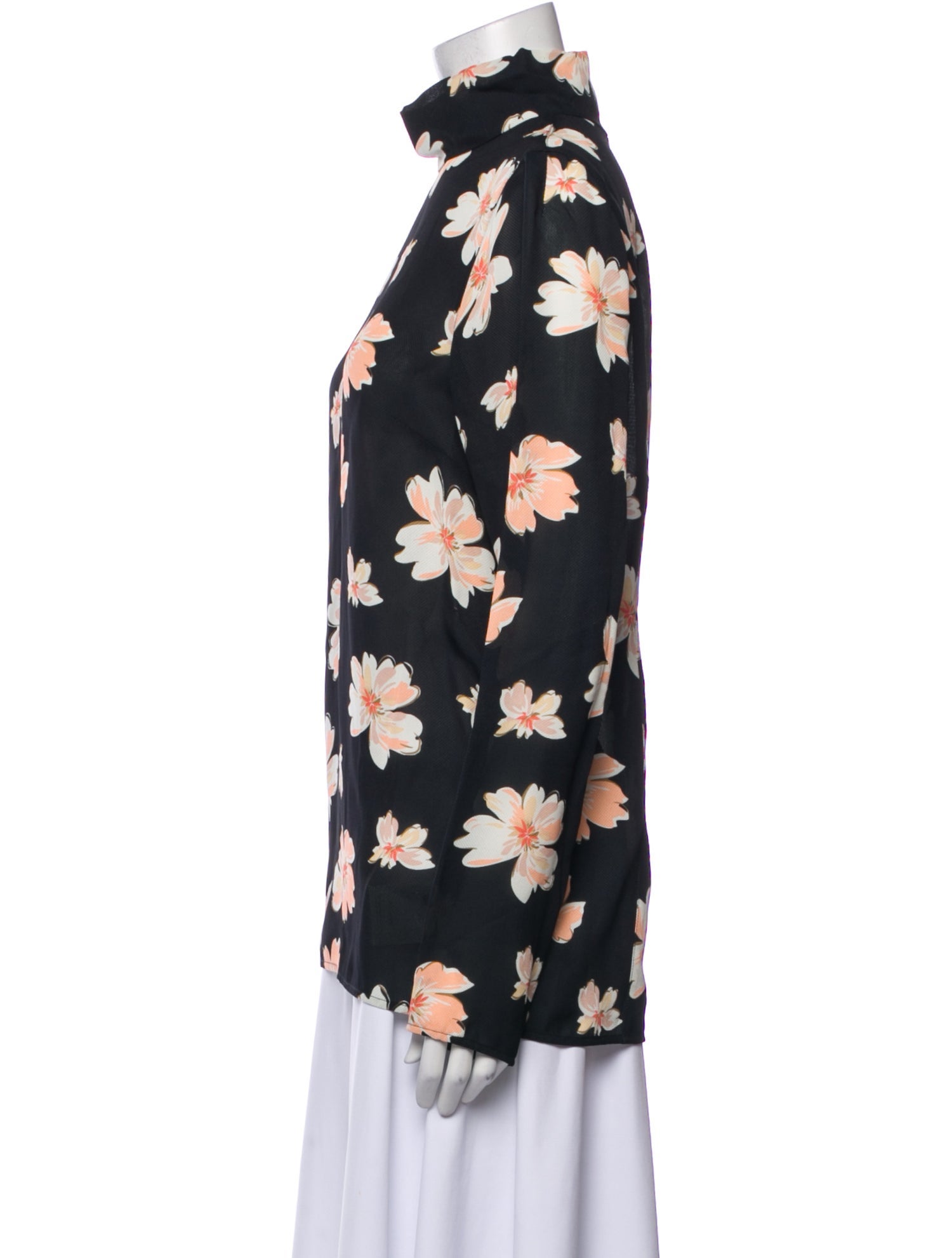 Joseph Floral Print Mock Neck Blouse