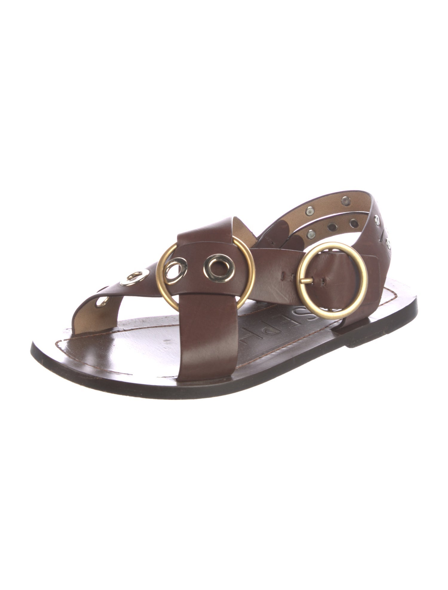 Joseph Leather Lasercut Accents Slingback Sandals