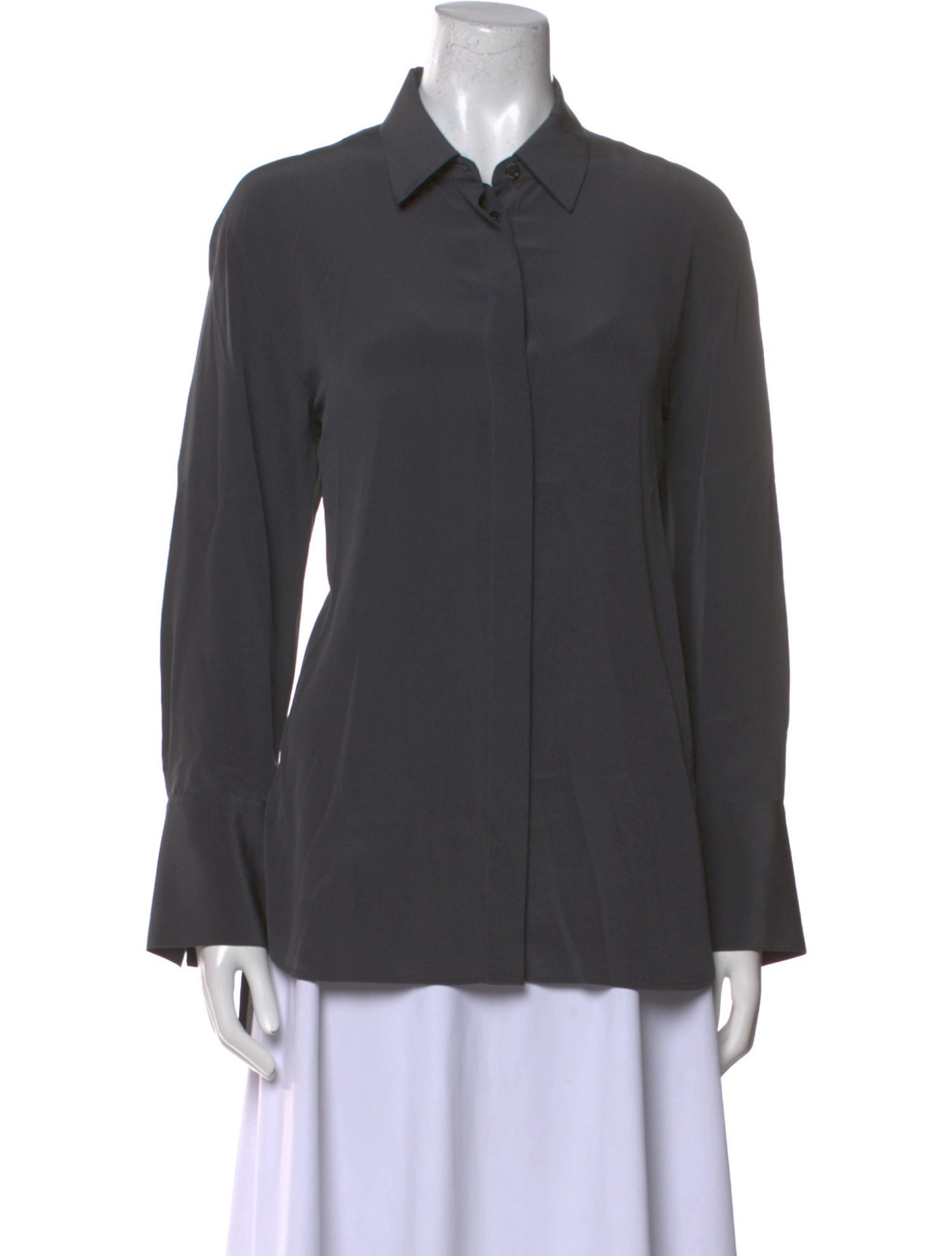 Joseph Silk Long Sleeve Button-Up Top