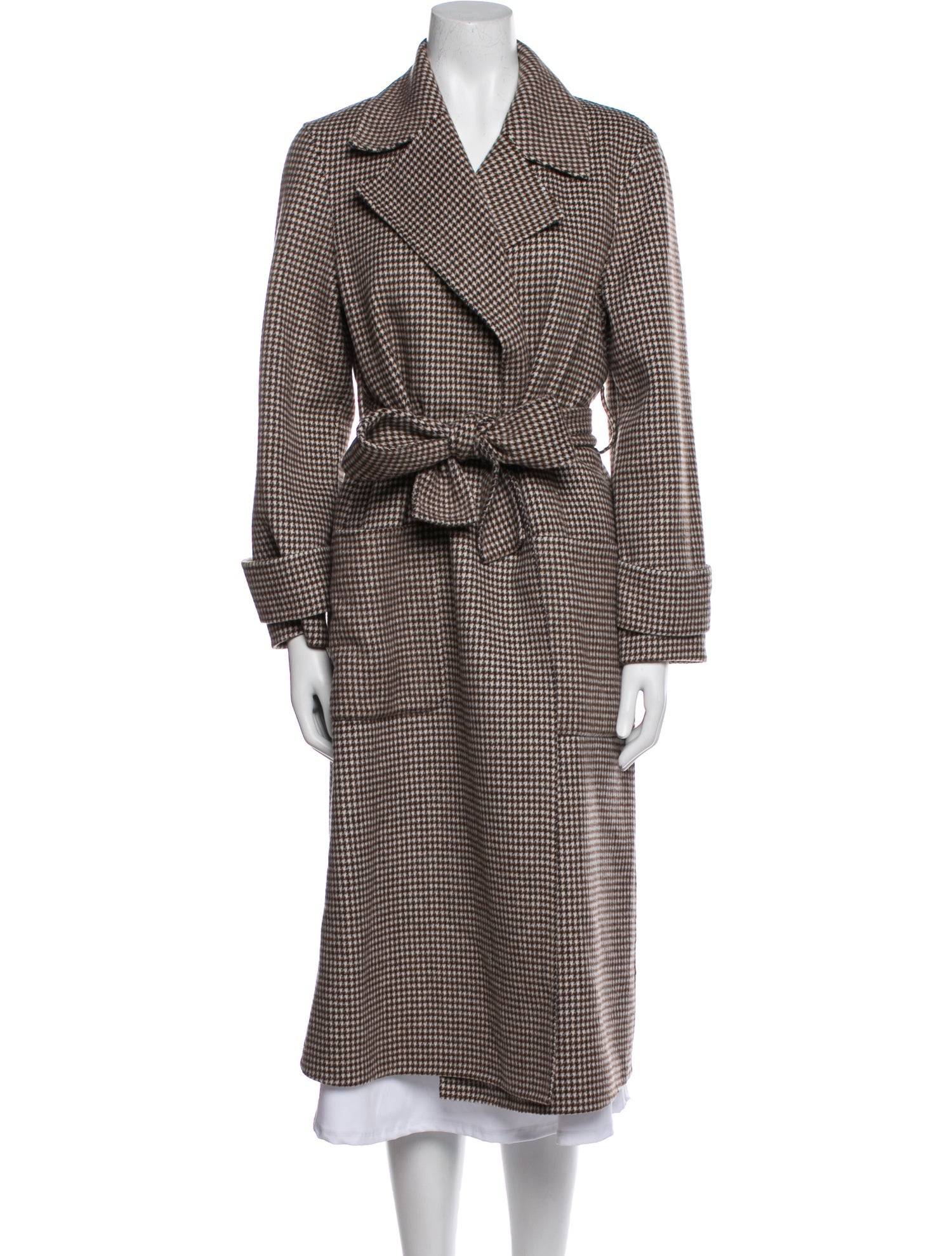 Joseph Wool Houndstooth Print Trench Coat