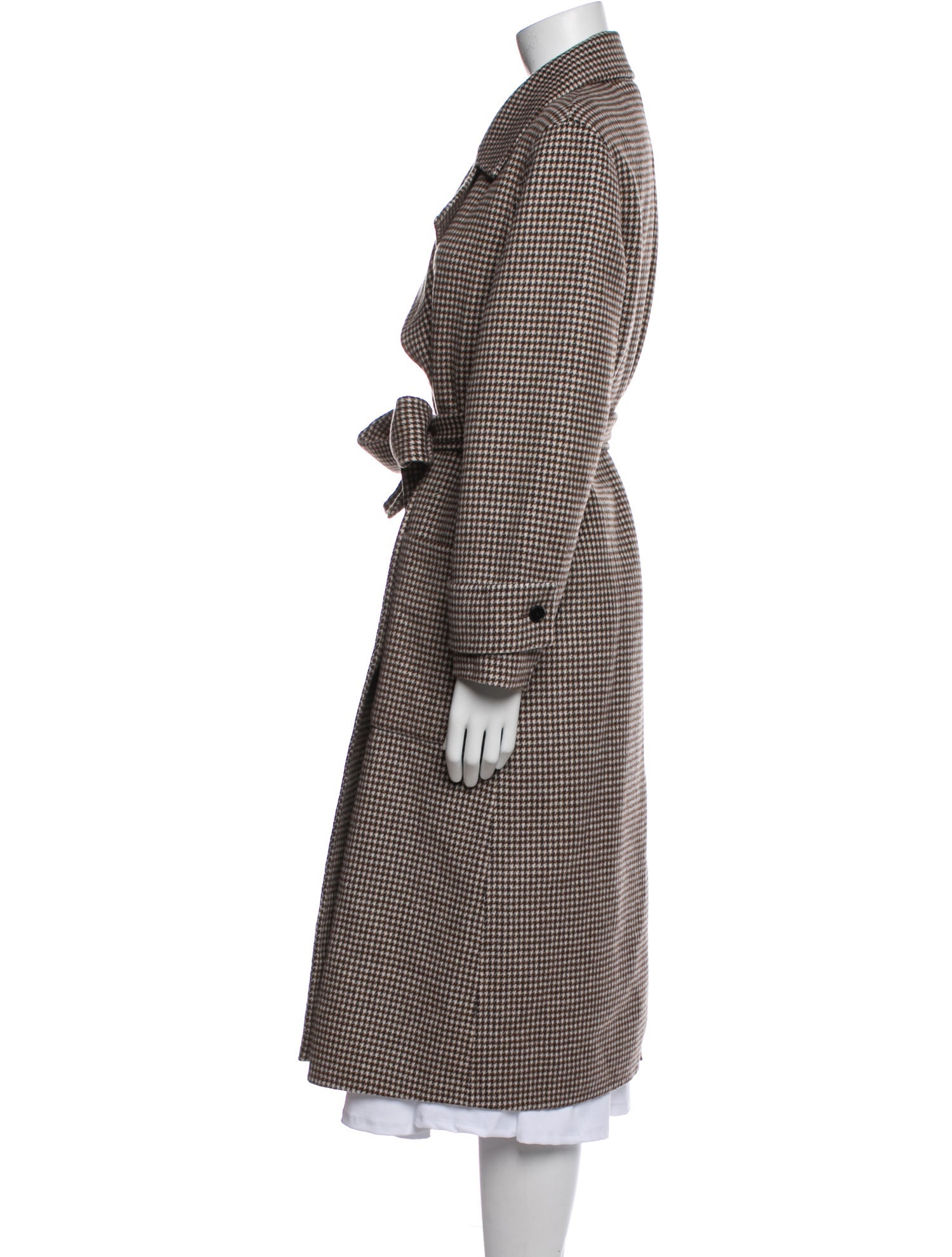 Joseph Wool Houndstooth Print Trench Coat