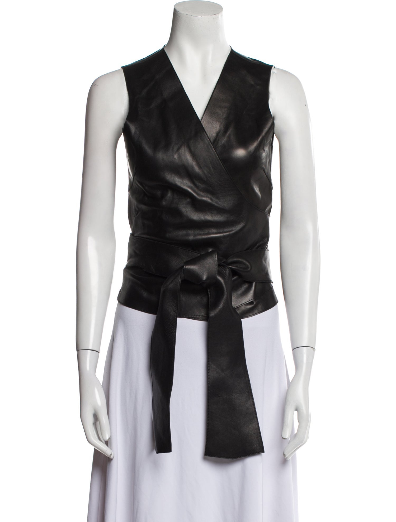 Jose Sanchez Leather V-Neck Top