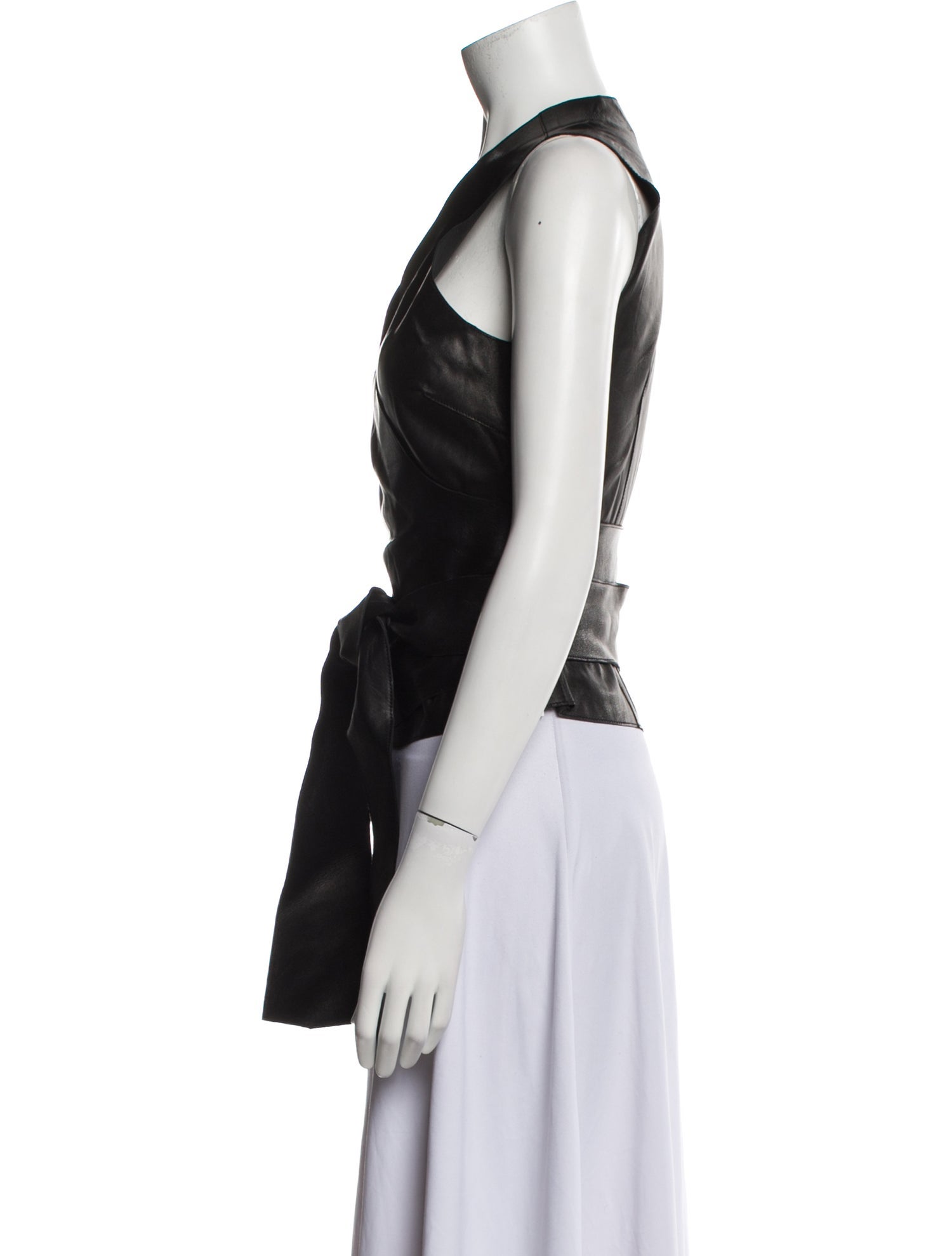 Jose Sanchez Leather V-Neck Top