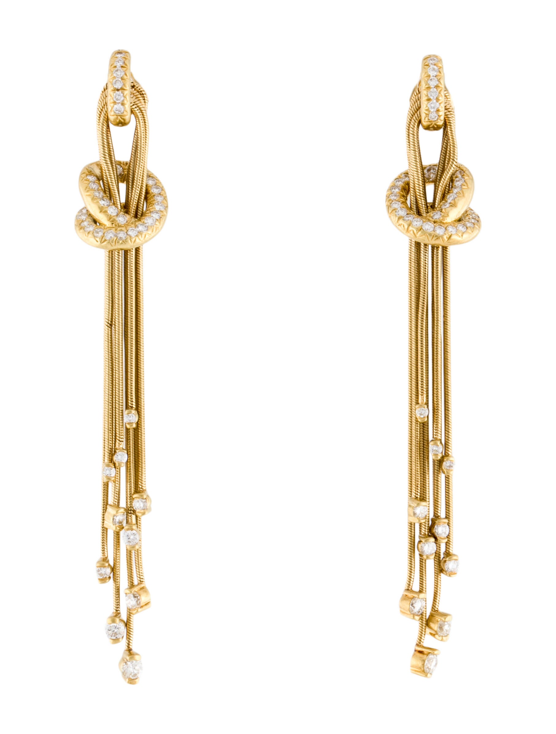 Jose Hess 18K Firework Knot Diamond Drop Earrings