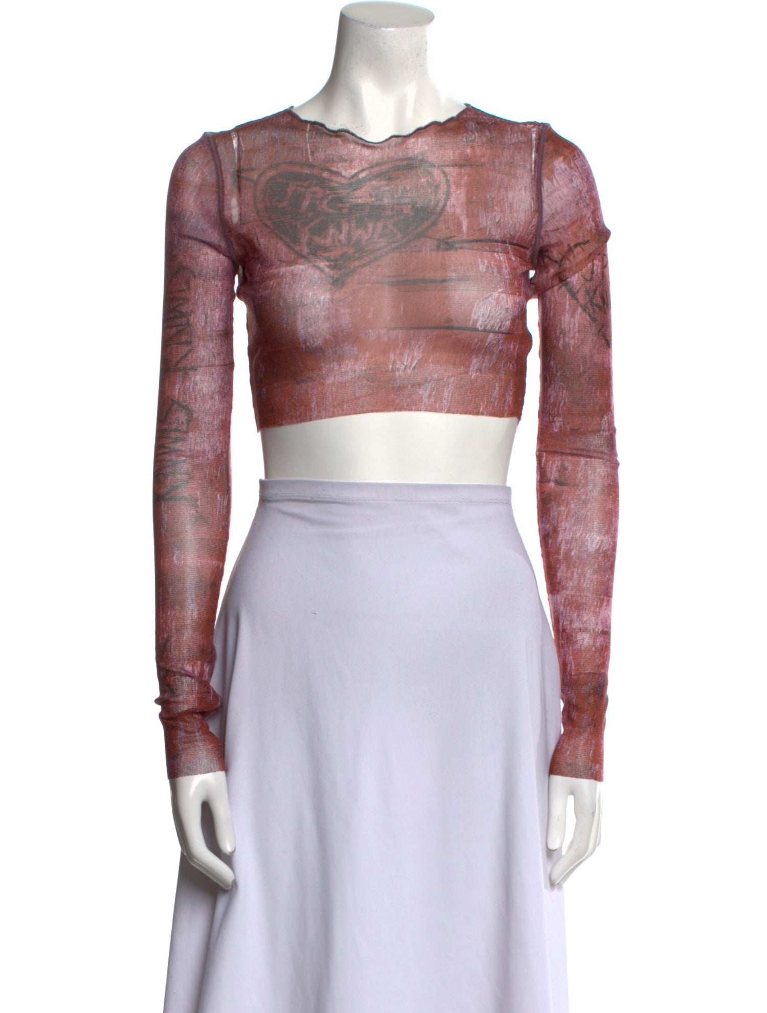 Jean Paul Gaultier x KNWLS Printed Bateau Neckline Crop Top