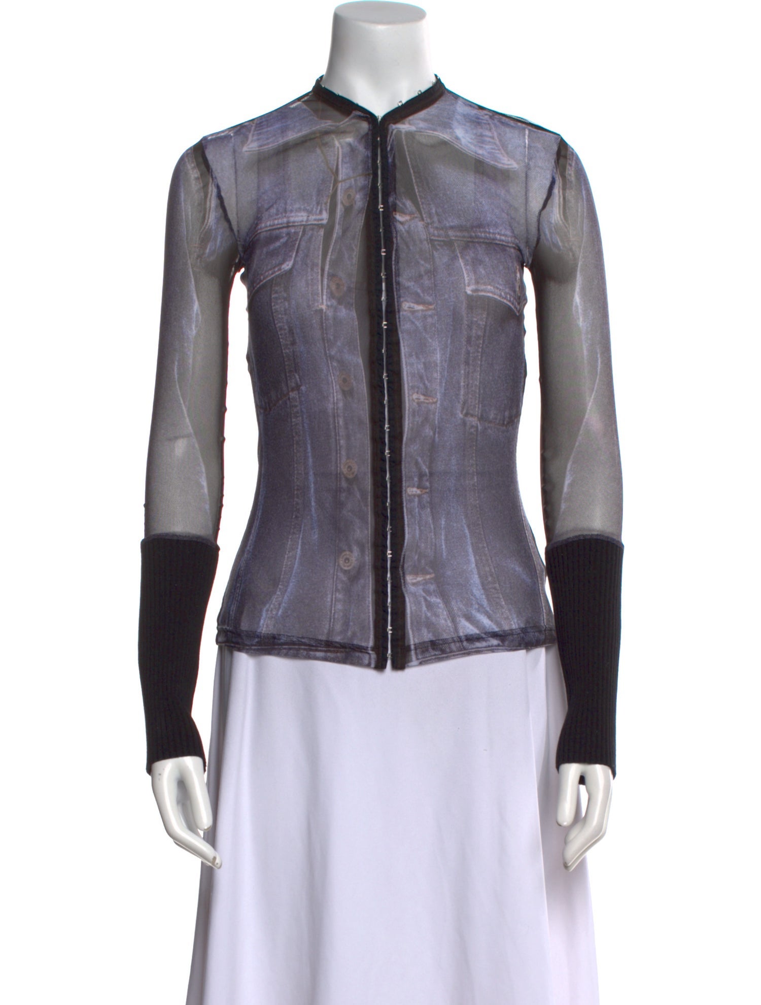 Jean Paul Gaultier x Y/Project Leather Mock Neck Button-Up Top