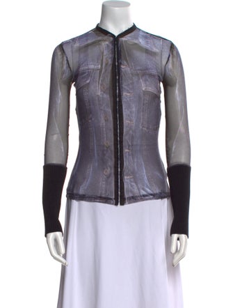 Jean Paul Gaultier x Y/Project Leather Mock Neck Button-Up Top