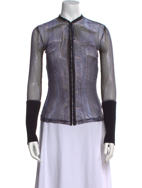 Jean Paul Gaultier x Y/Project Leather Mock Neck Button-Up Top