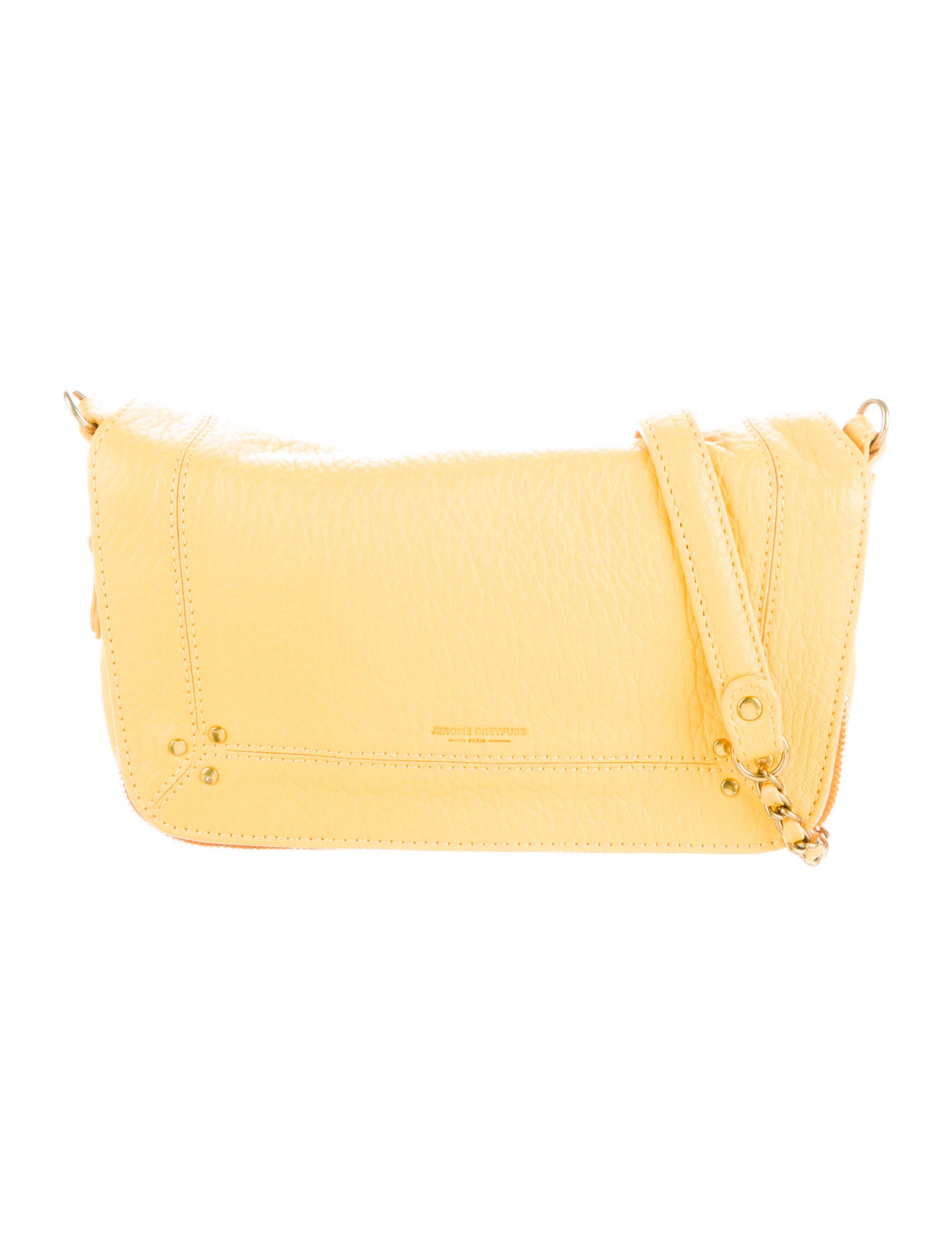 Jérôme Dreyfuss Leather Chain Link Shoulder Bag Yellow Shoulder Bags