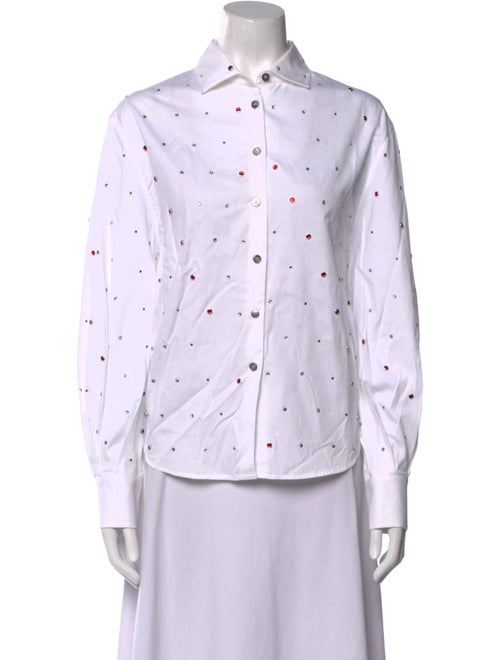 Jourden Polka Dot Print Long Sleeve Button-Up Top