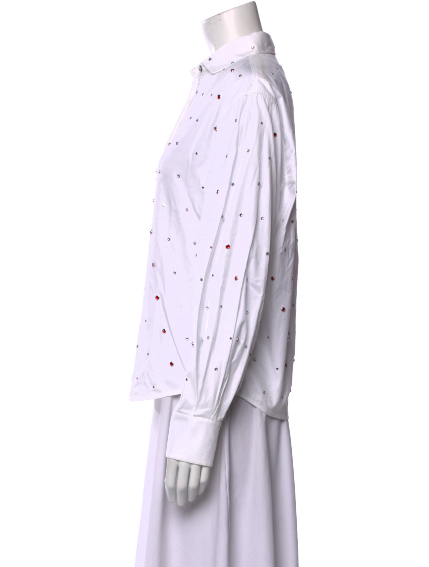 Jourden Polka Dot Print Long Sleeve Button-Up Top