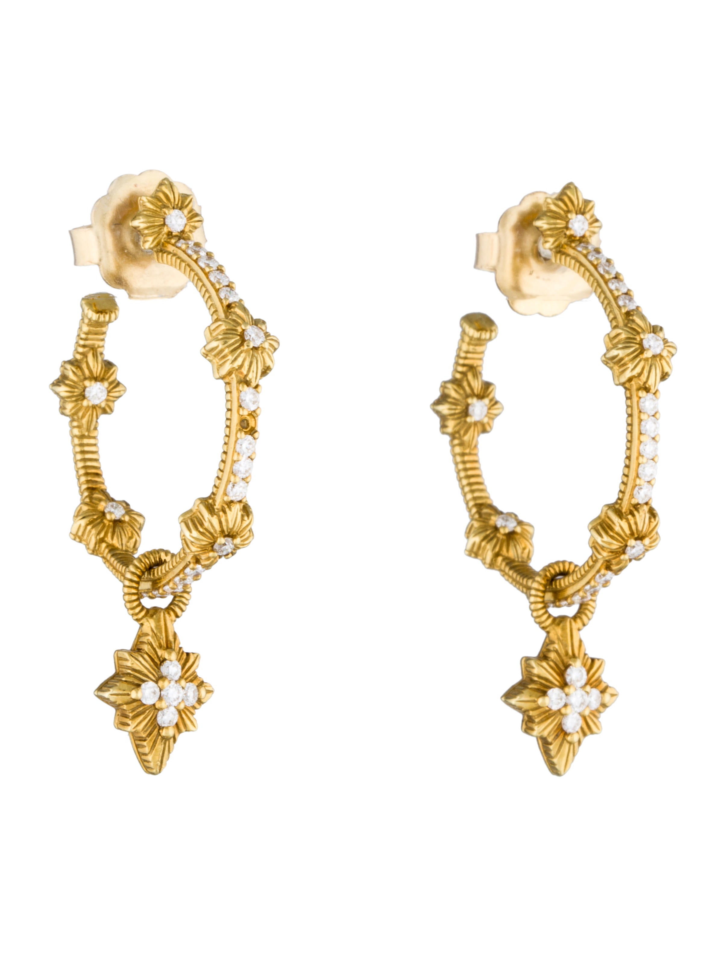 Judith Ripka Diamond Dangle Hoop Earrings Earrings JRK20988 The