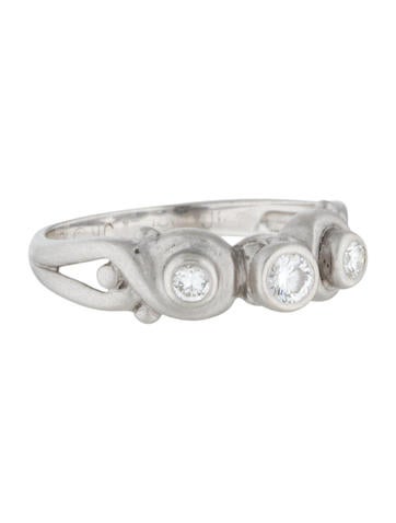 Judith Ripka Band 18K Triple Diamond Ring 5.5