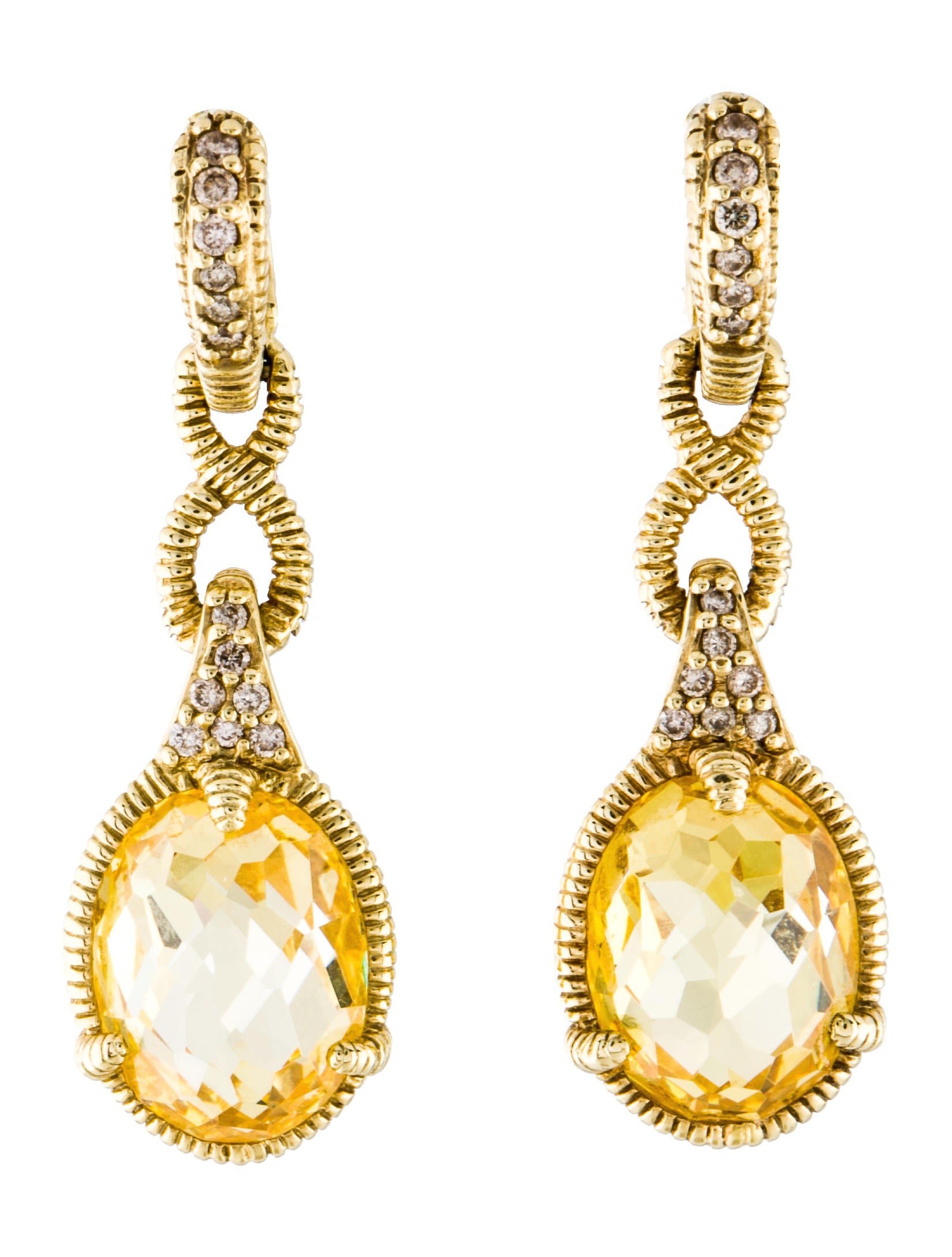 Judith Ripka 14k Canary Crystal Diamond Drop Earrings 14k Canary Crystal Diamond Drop Earrings