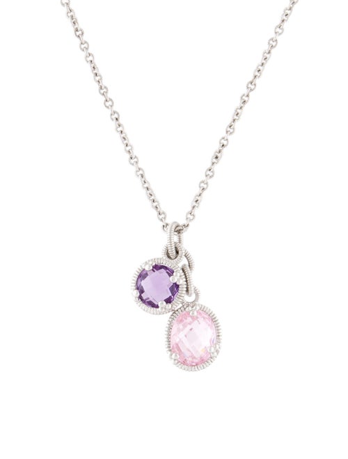 Judith Ripka Crystal & Amethyst Pendant Necklace S