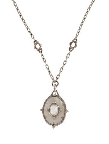Judith Ripka Pendant Necklace Mother of Pearl, Quartz & Sapphire