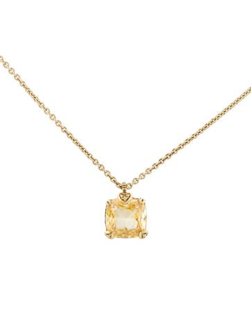 Judith Ripka Pendant Necklace 14K Canary Crystal
