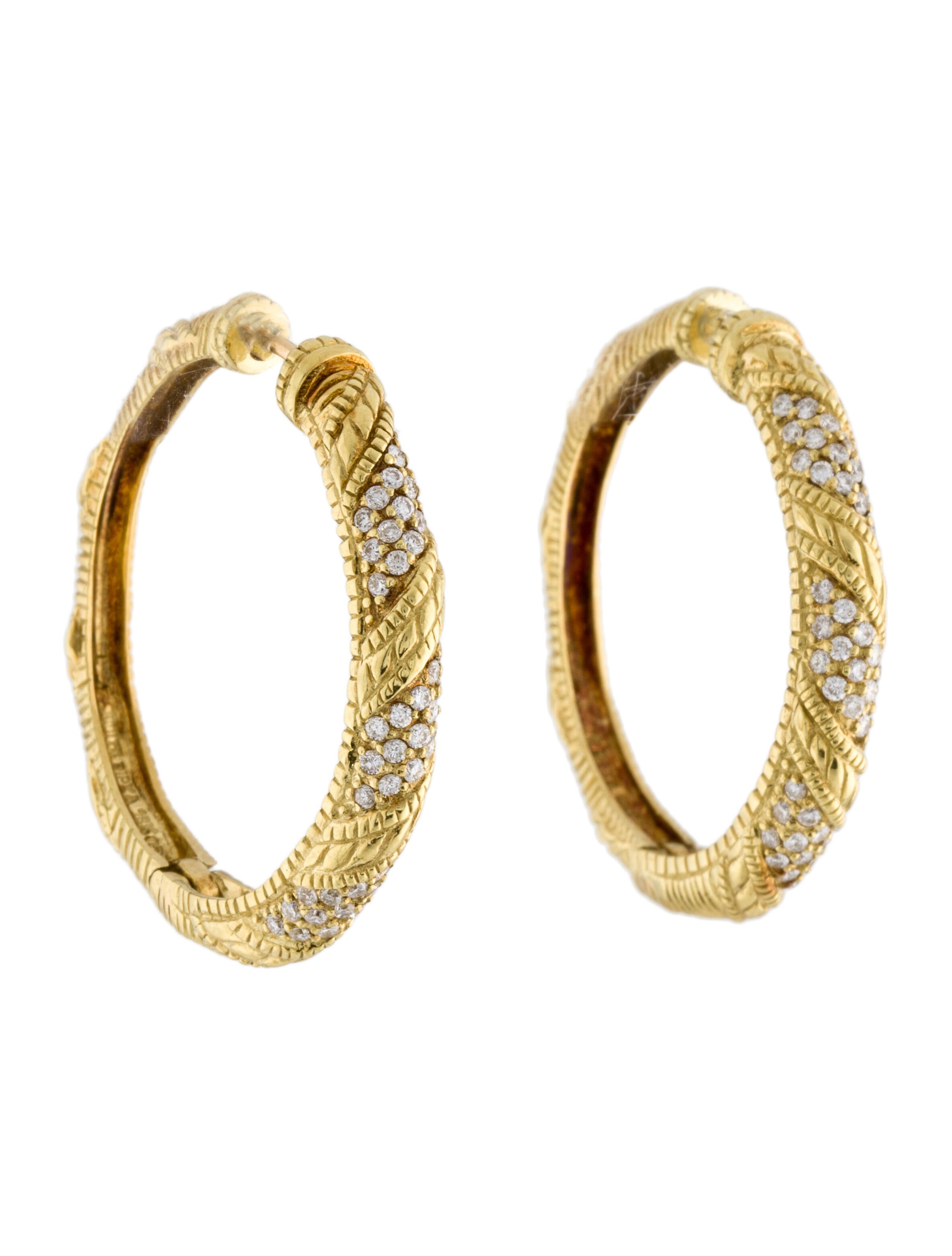 Judith Ripka 18K Diamond Hoop Earrings