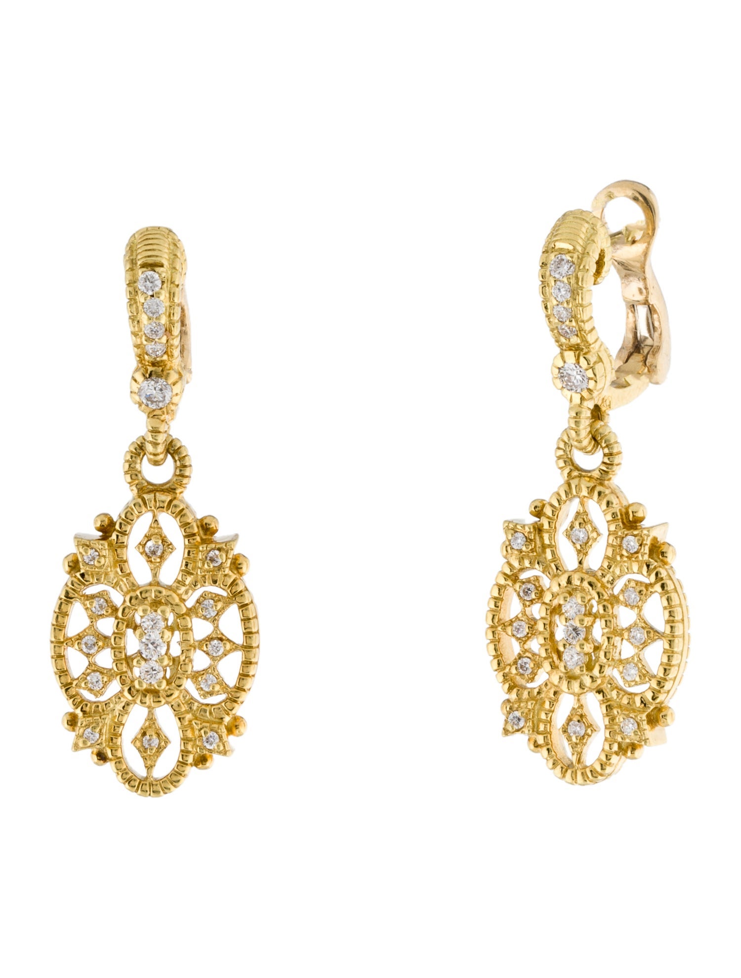 Judith Ripka 18K Diamond Small Castle Earrings