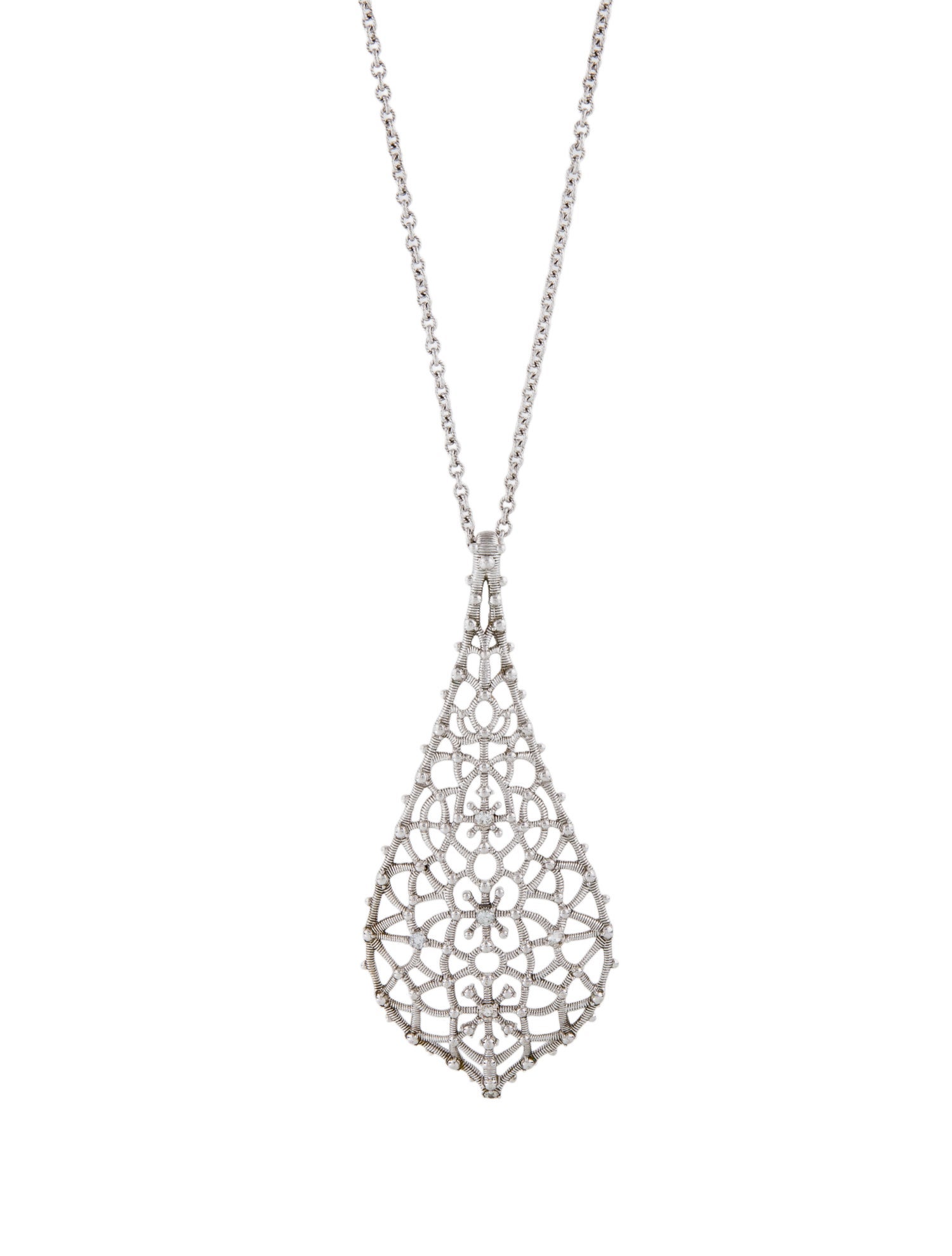 Judith Ripka Colorless Sapphire Pendant Necklace