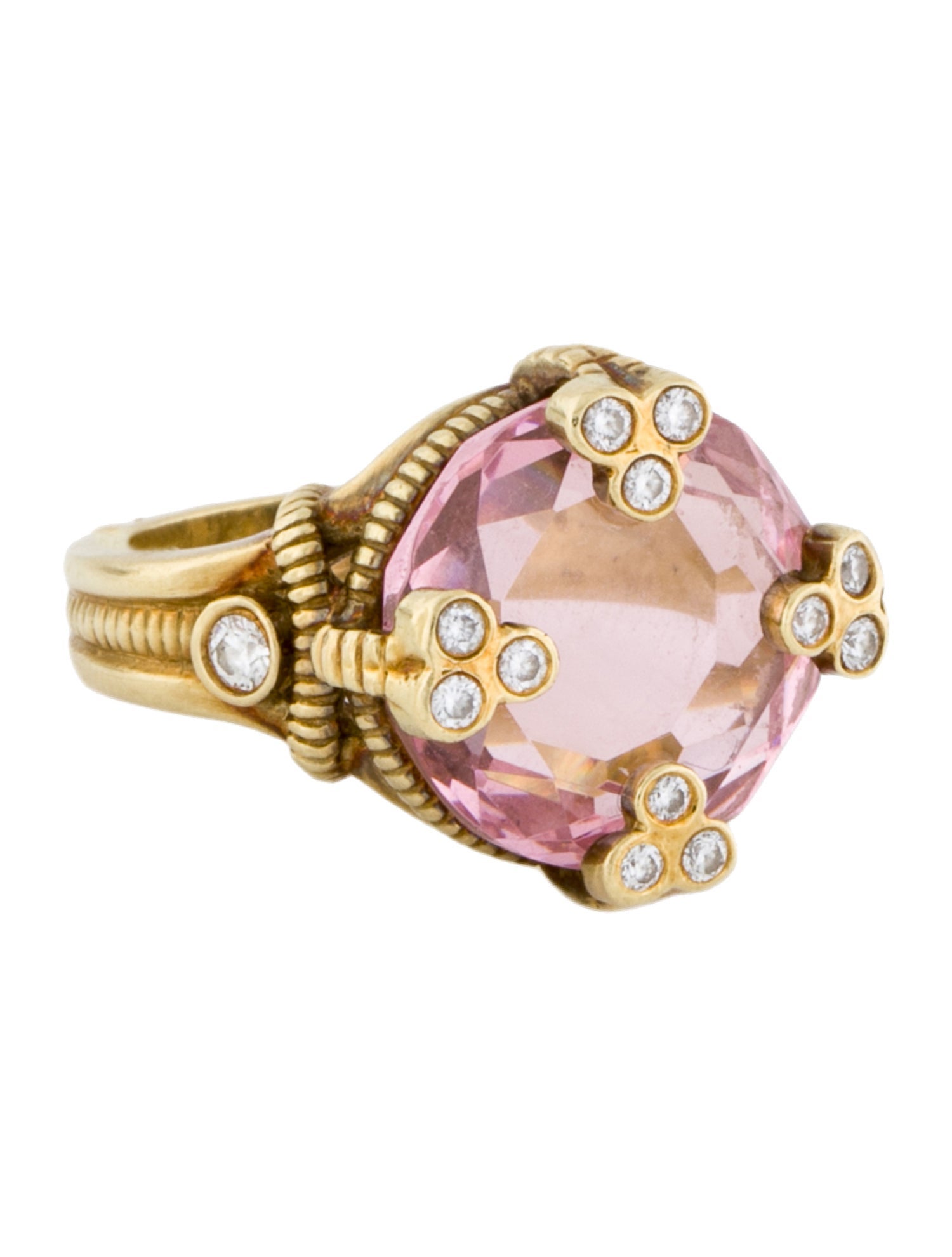 Judith Ripka 18K YAG & Diamond Cocktail Ring