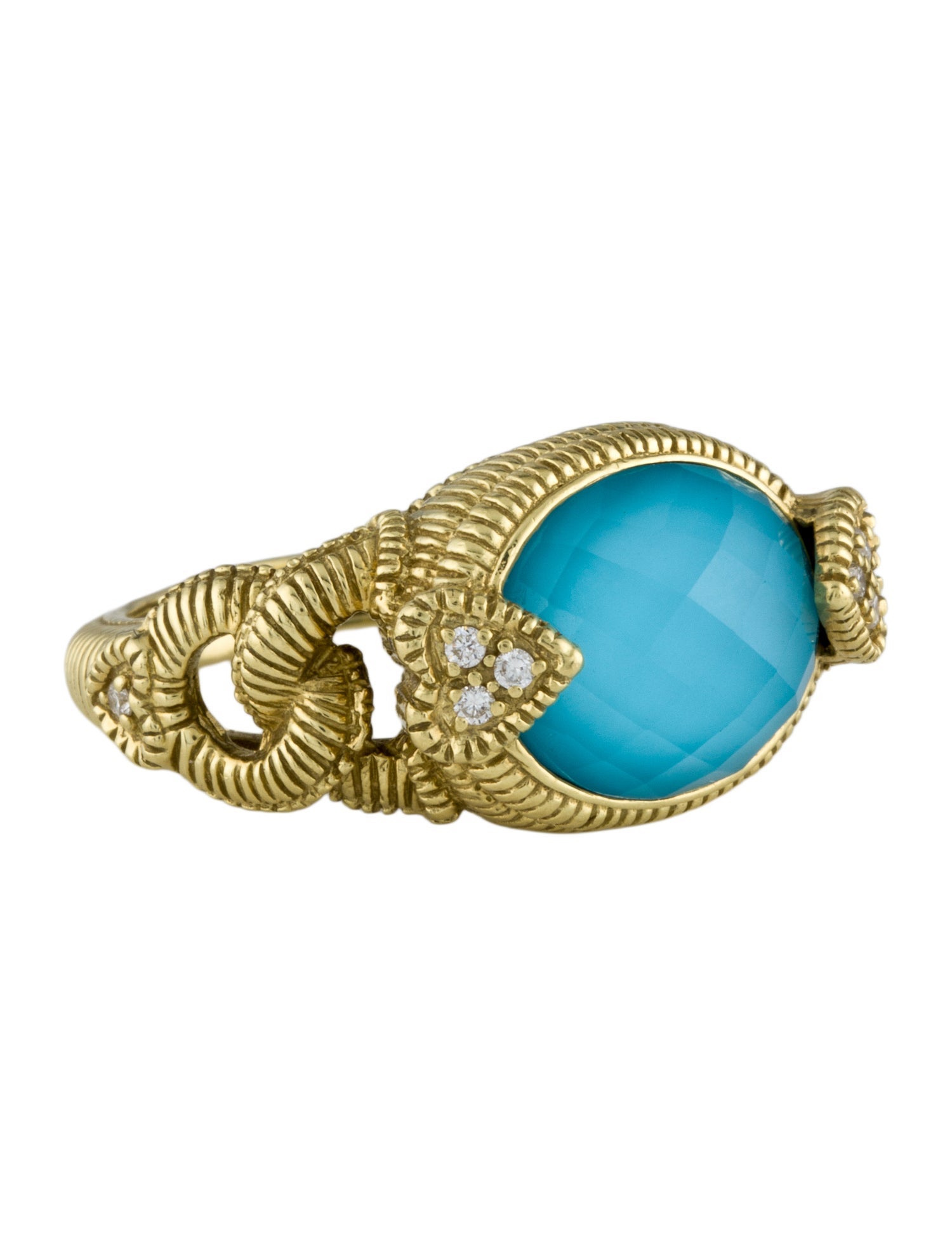 Judith Ripka 18K Diamond-Accented Quartz & Turquoise Doublet Cocktail Ring