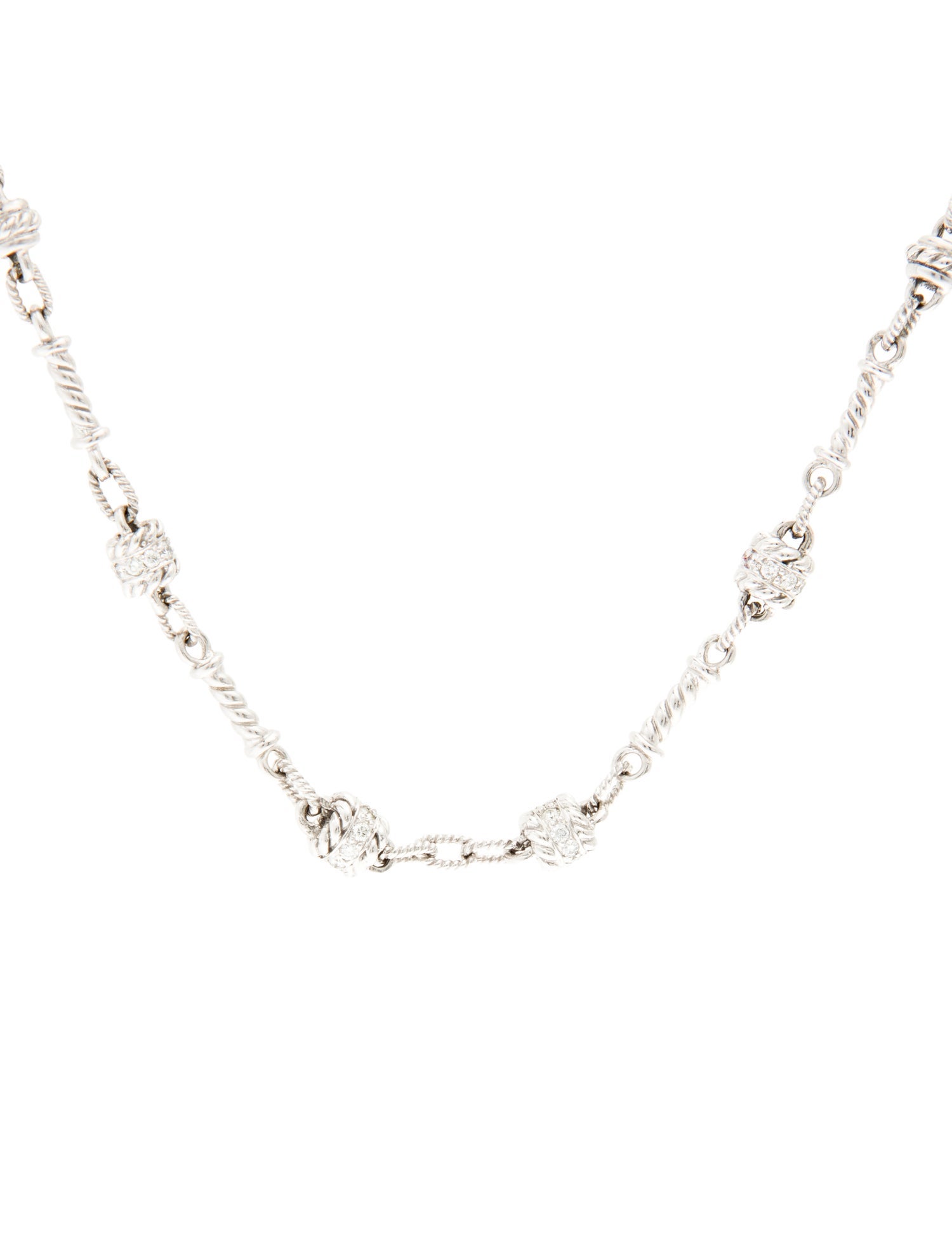 Judith Ripka 18K Diamond Barrel Station Necklace