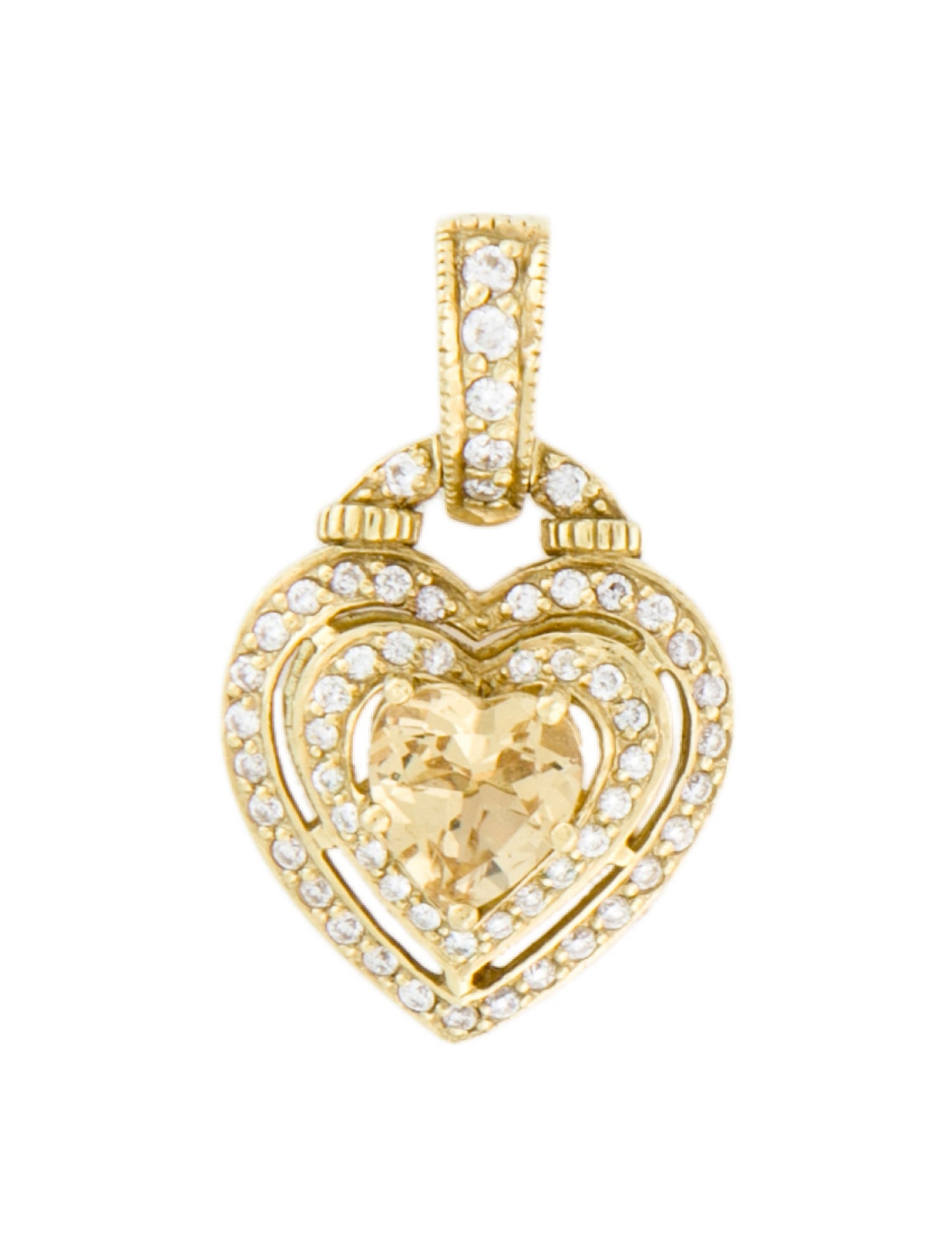 Judith Ripka 18K Heliodor & Diamond Heart Pendant