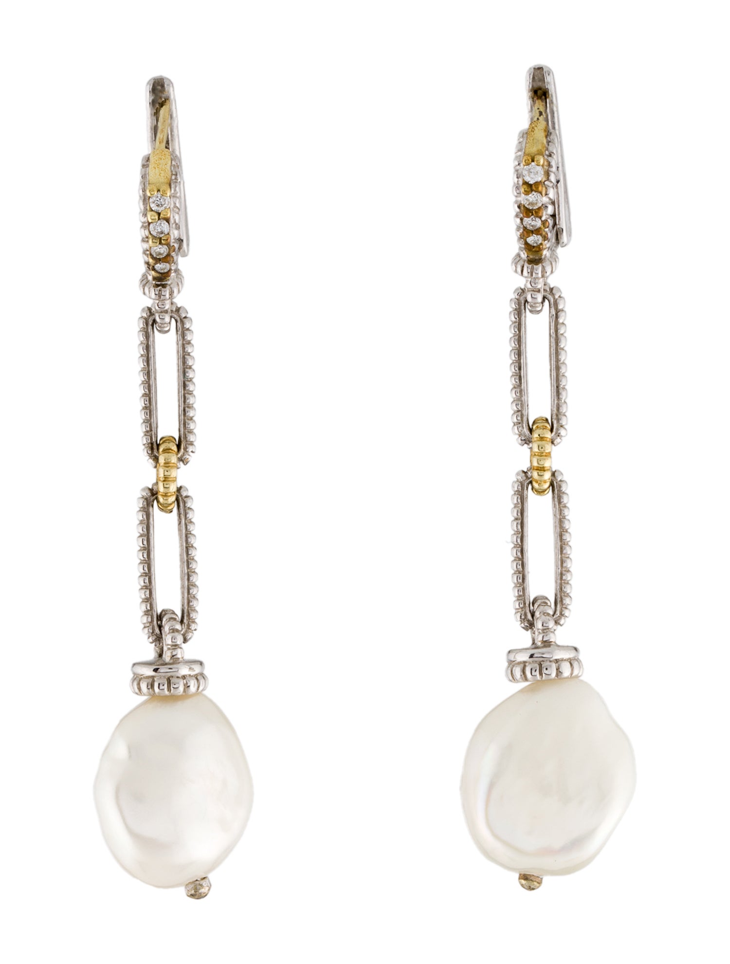Judith Ripka Pearl & Diamond Drop Earrings