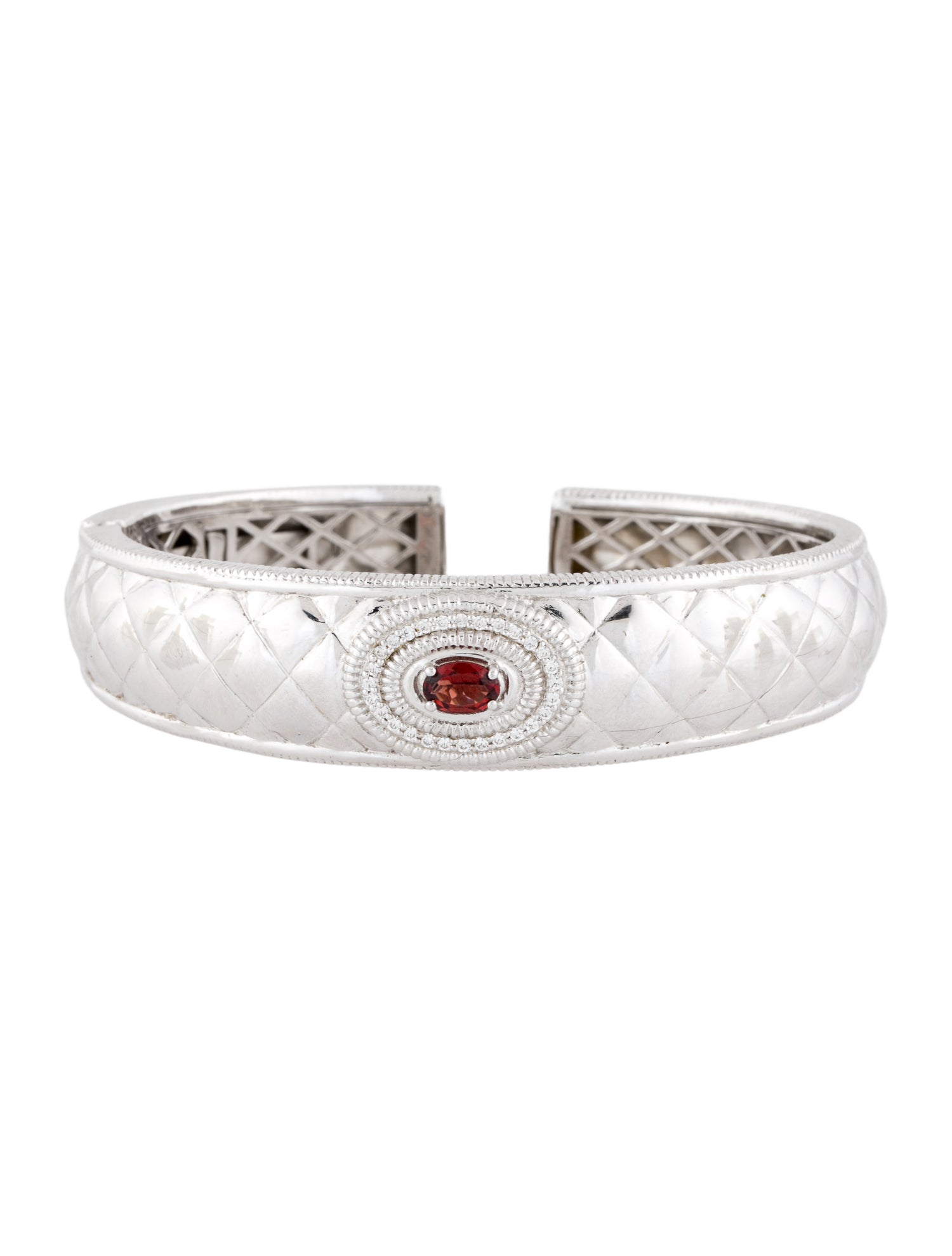 Judith Ripka Garnet & Cubic Zirconia Kick Cuff Bracelet