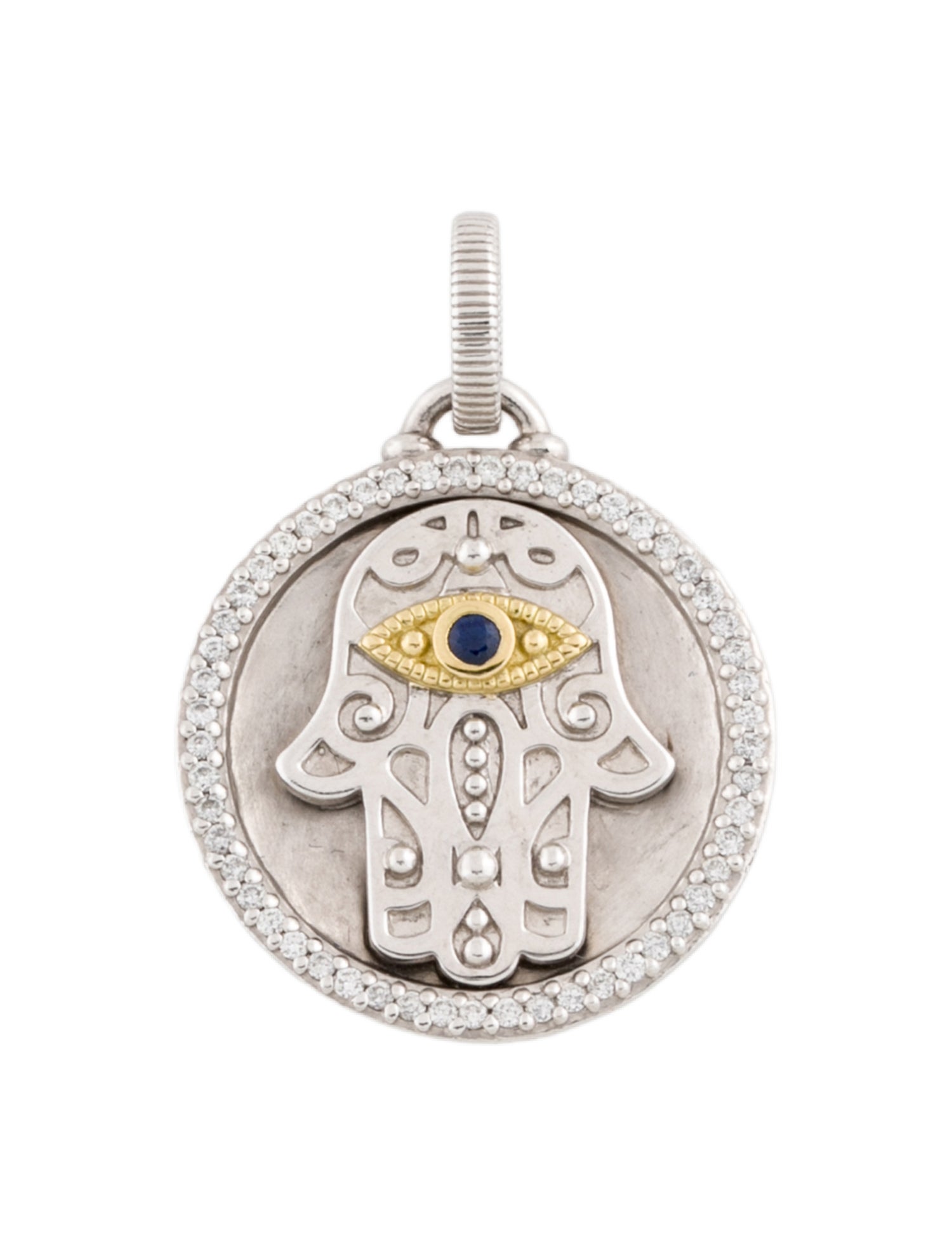 Judith Ripka Sapphire & Diamond Little Luxuries Hamsa Medallion Pendant