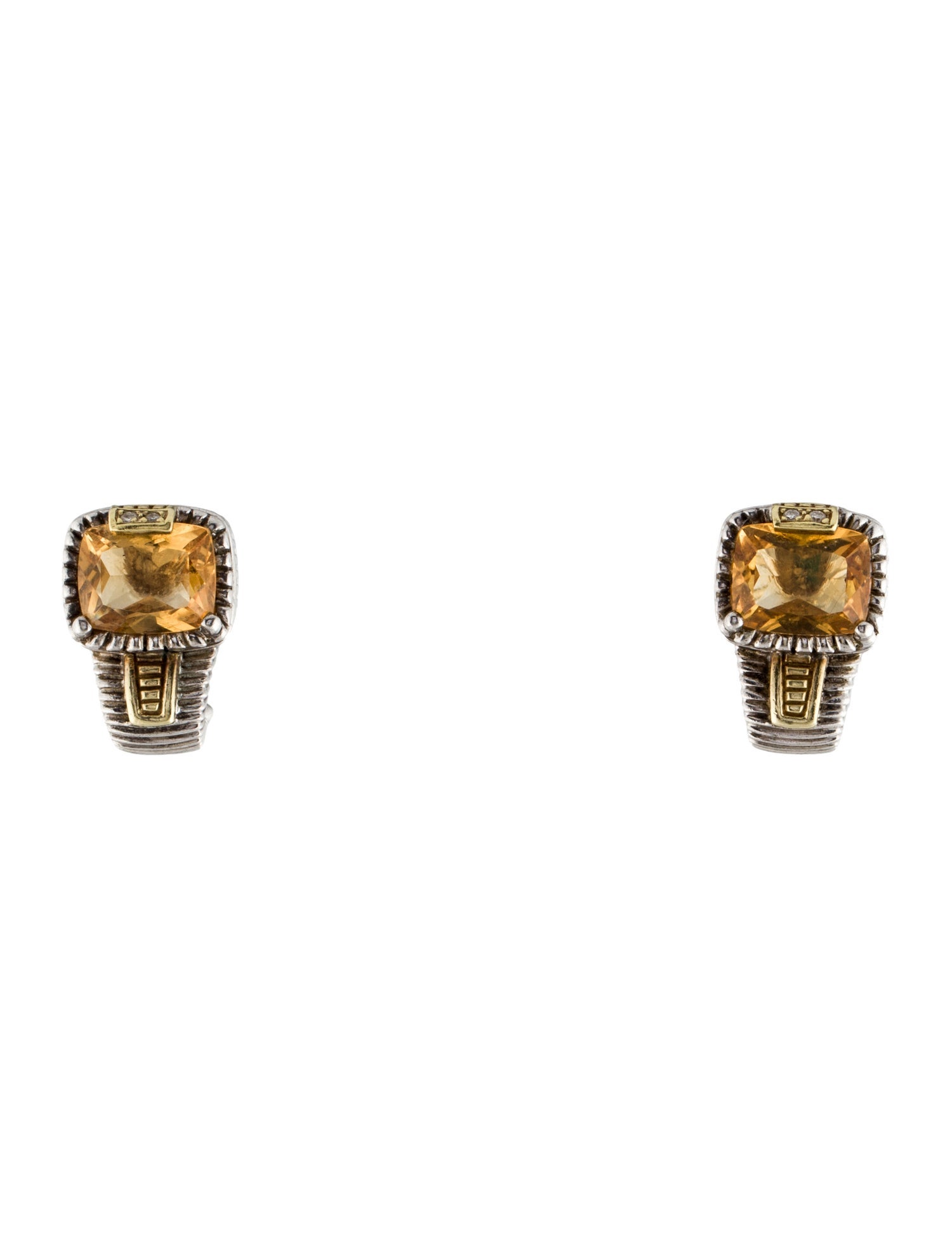 Judith Ripka Citrine & Diamond Earclips
