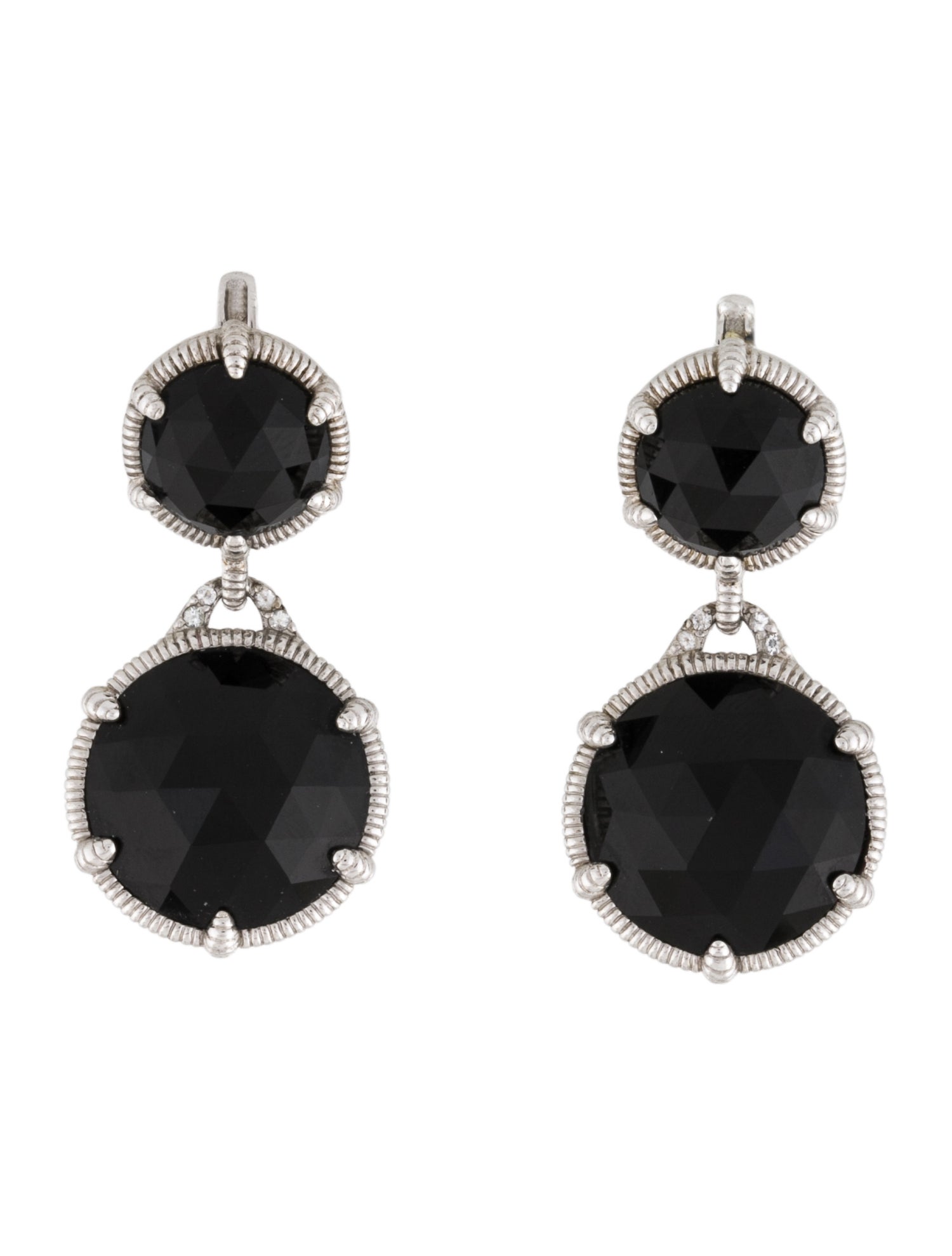 Judith Ripka Onyx & Sapphire Drop Earrings