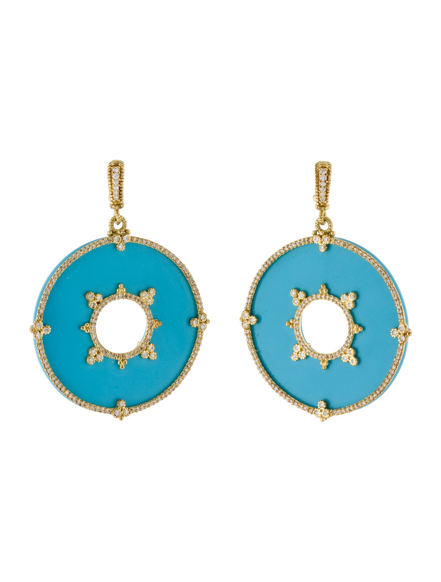 Judith Ripka 18K Resin & Diamond Circle Drop Earclips