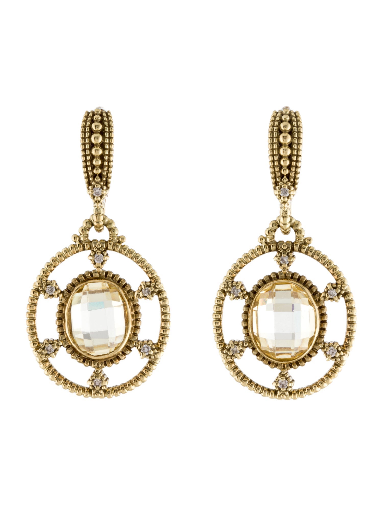Judith Ripka 14K Cubic Zirconia & Diamond Drop Earrings