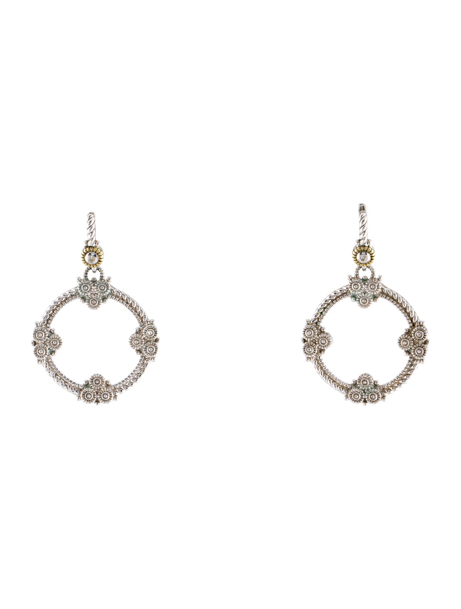 Judith Ripka Diamond Drop Circle Earrings