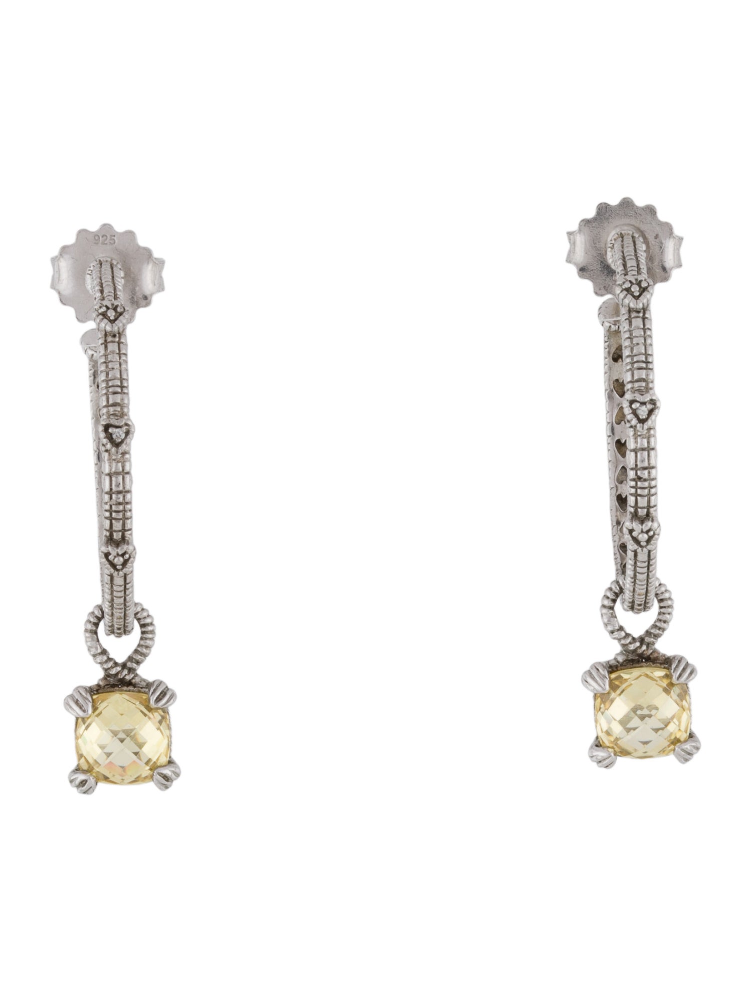 Judith Ripka Cubic Zirconia & Sapphire Hoop Earrings