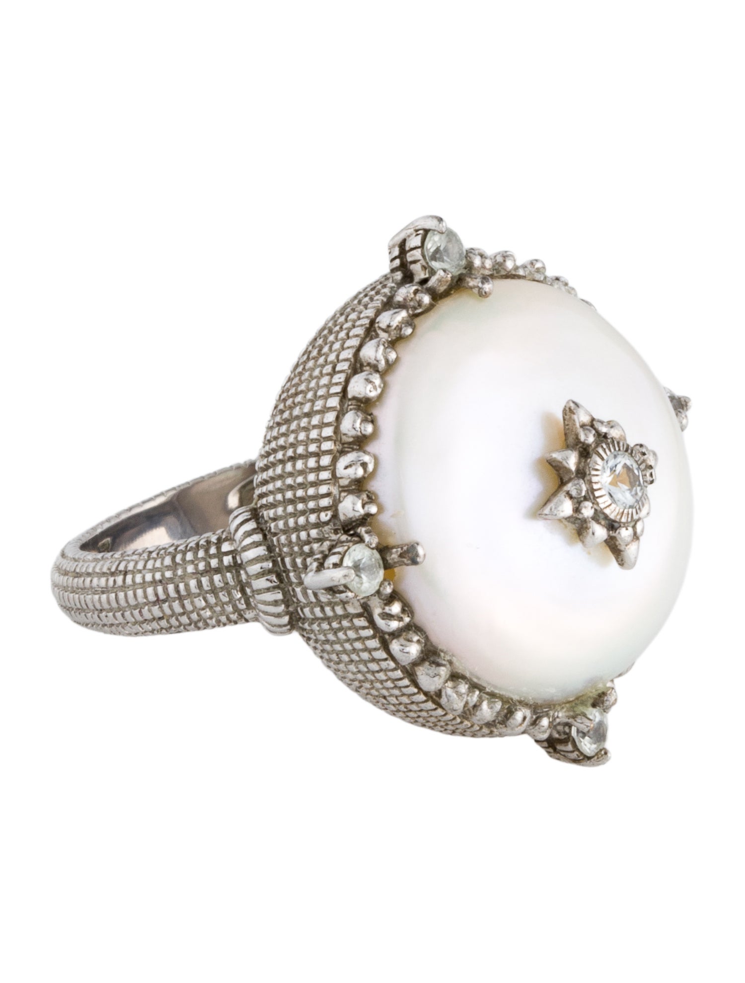 Judith Ripka Pearl & Sapphire Cocktail Ring