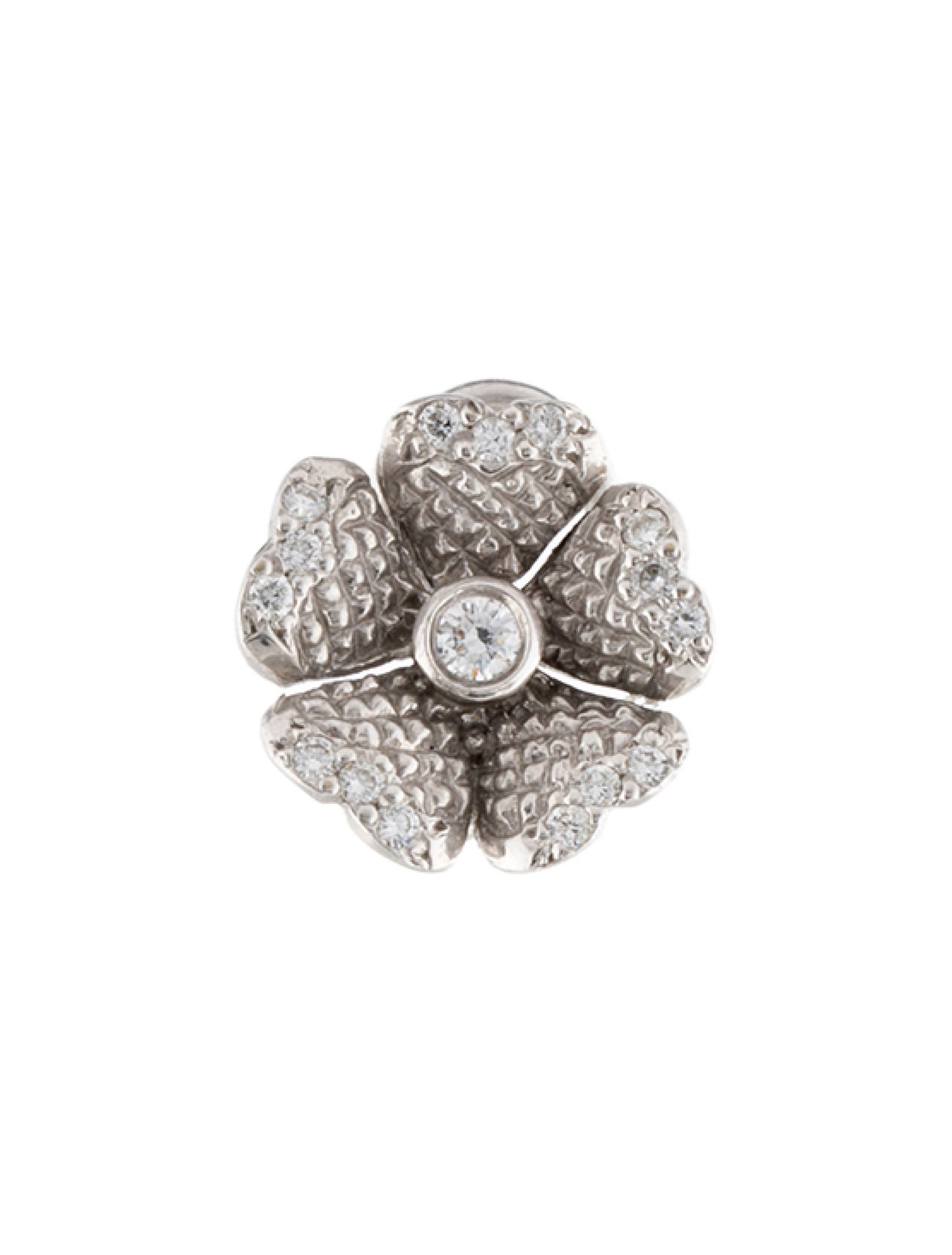 Judith Ripka 18K Diamond Dogwood Flower Single Earclip Earring