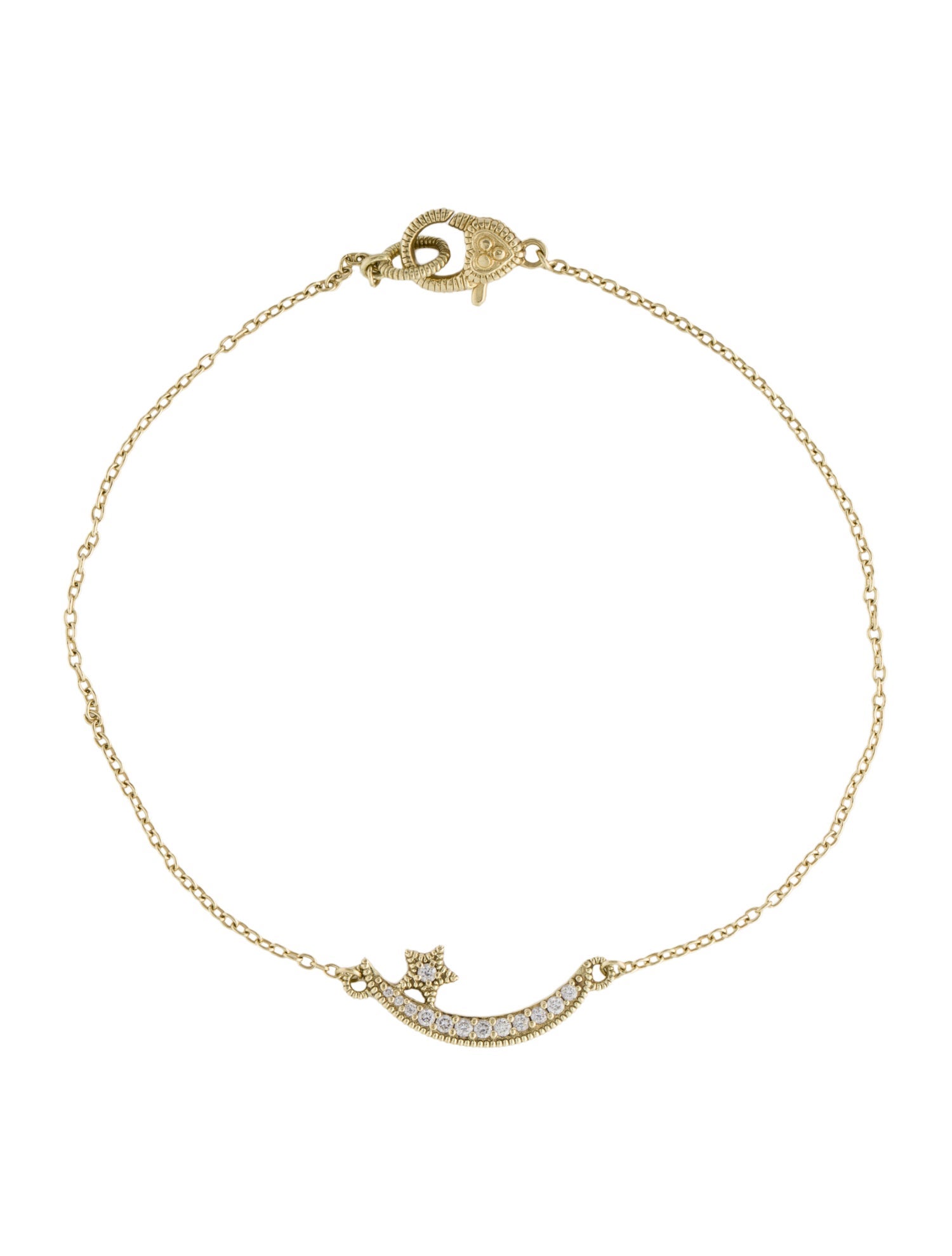 Judith Ripka 14K Diamond Moon & Star Charm Bracelet