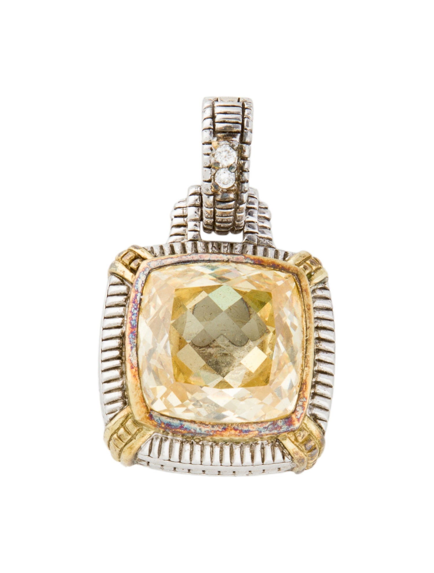 Judith Ripka Two-Tone Cubic Zirconia & Diamond Pendant