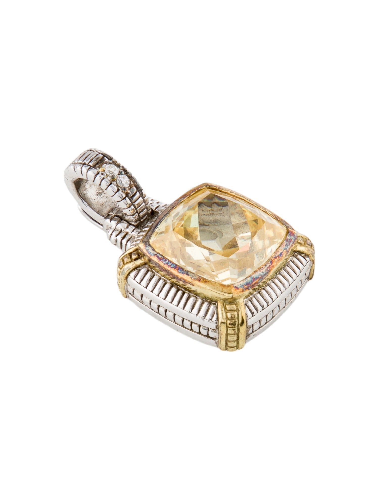Judith Ripka Two-Tone Cubic Zirconia & Diamond Pendant