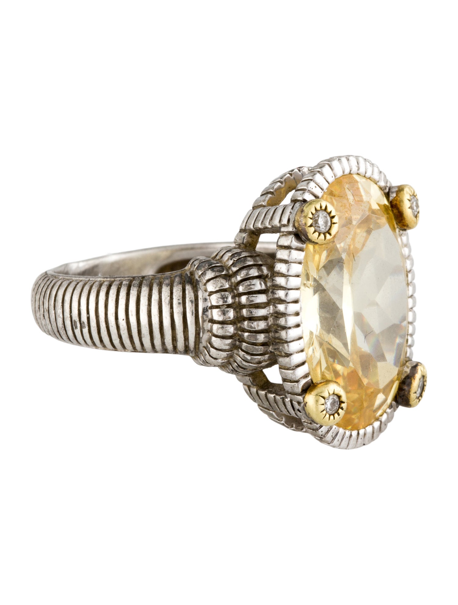 Judith Ripka Canary Crystal & Diamond Cocktail Ring