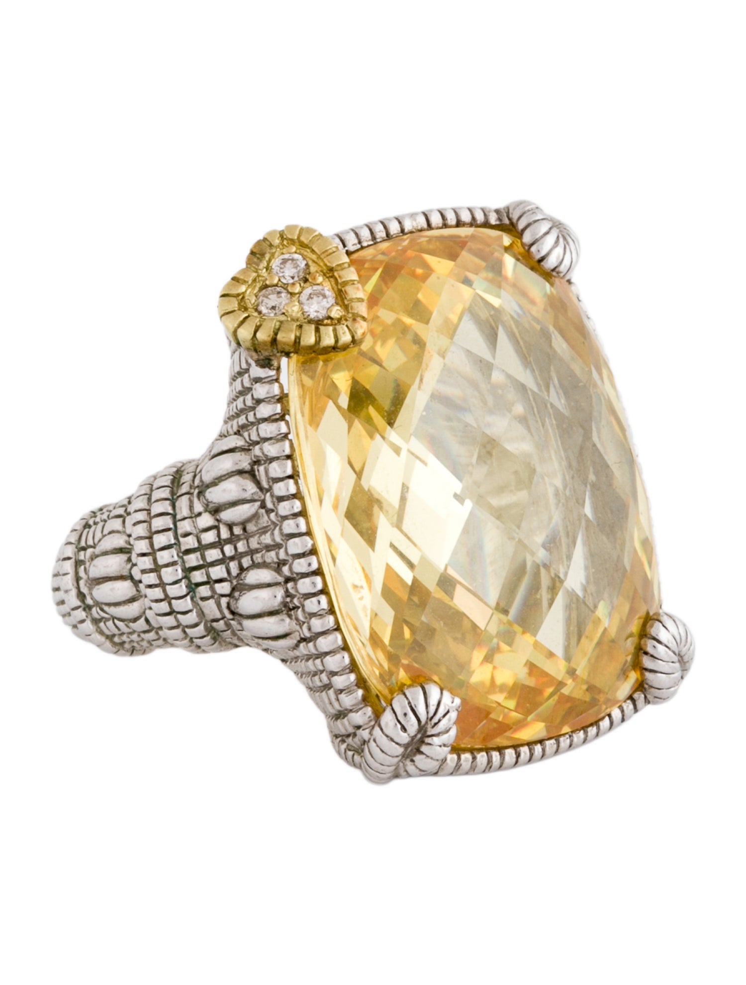Judith Ripka Canary Crystal & Diamond Cocktail Ring