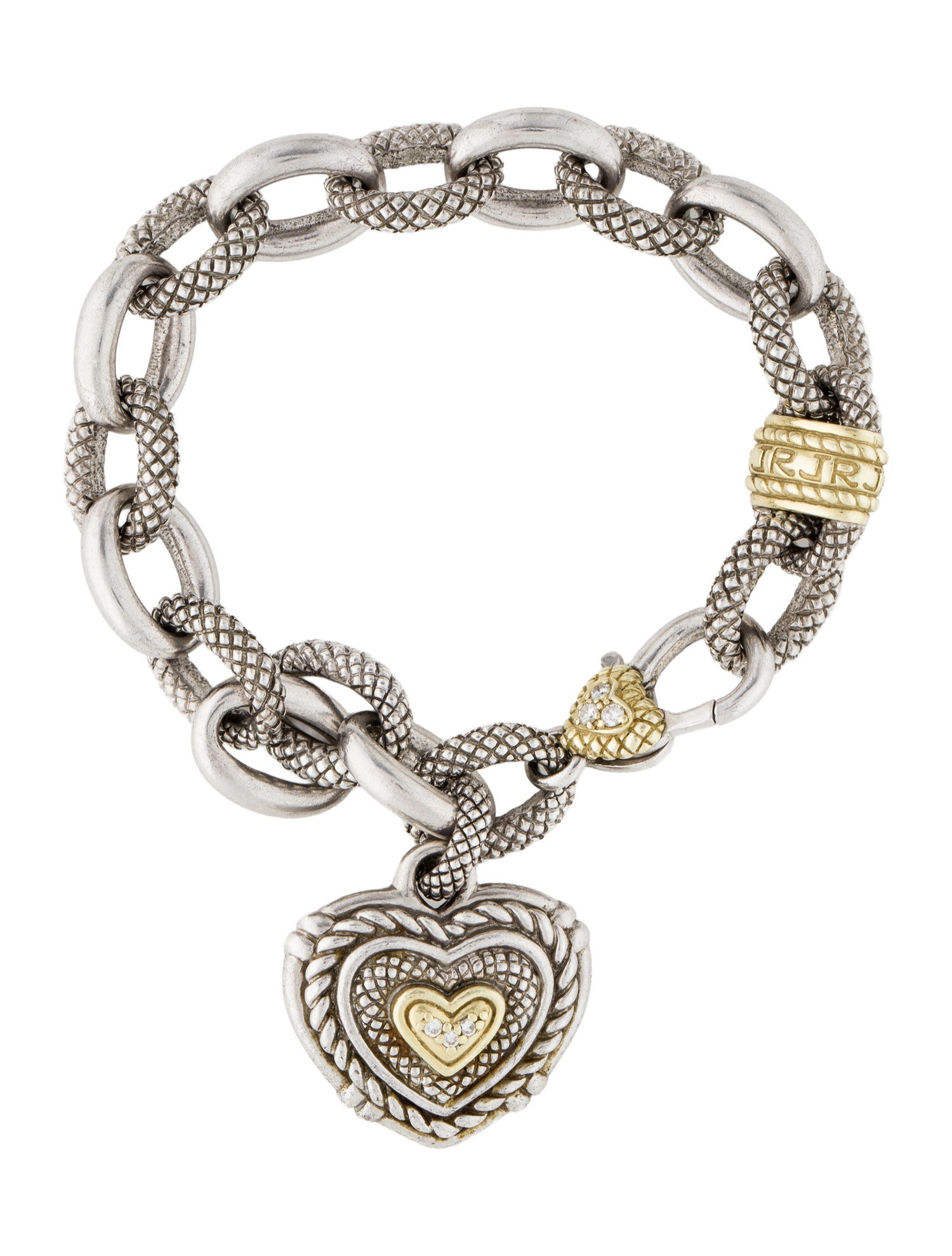 Judith Ripka Diamond Heart Charm Bracelet