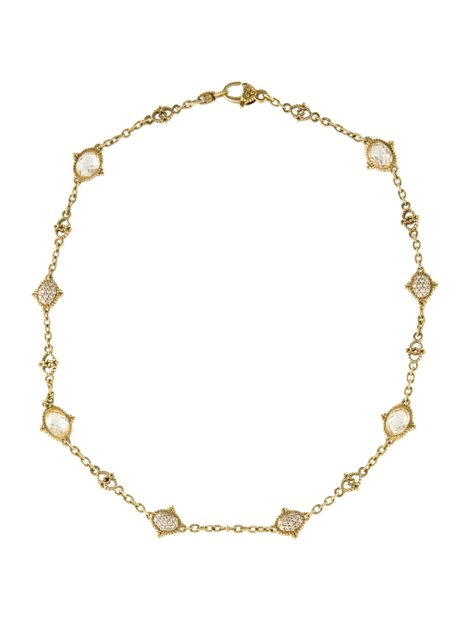 Judith Ripka 18K Crystal & Diamond Station Necklace